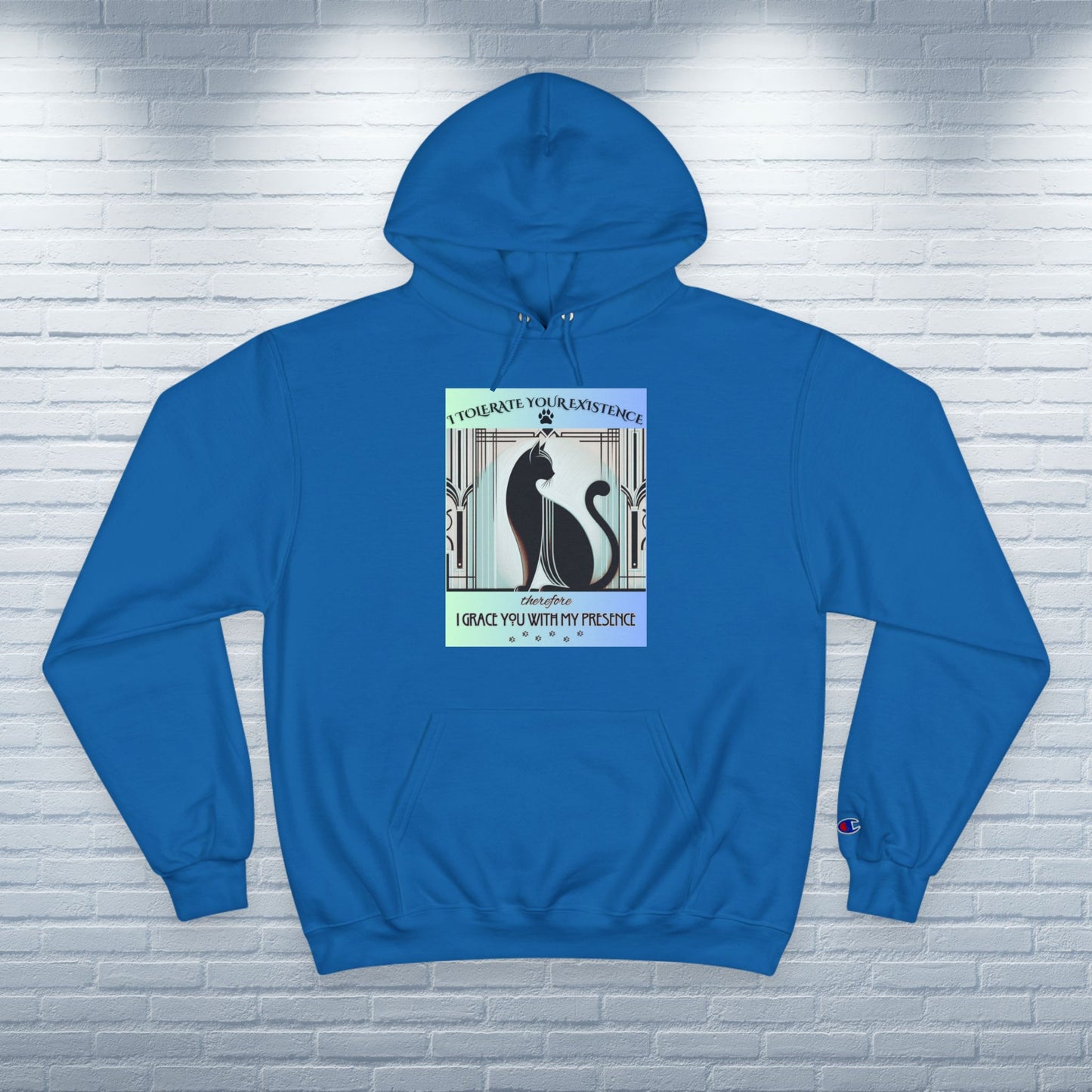 Champion Hoodie Cat Lover Feline Catful Gift Pet Apparel Sarcastic Kitty Retro Art Deco Unique Cozy Wear Dog Mom Dad Unisex Unique Adventure