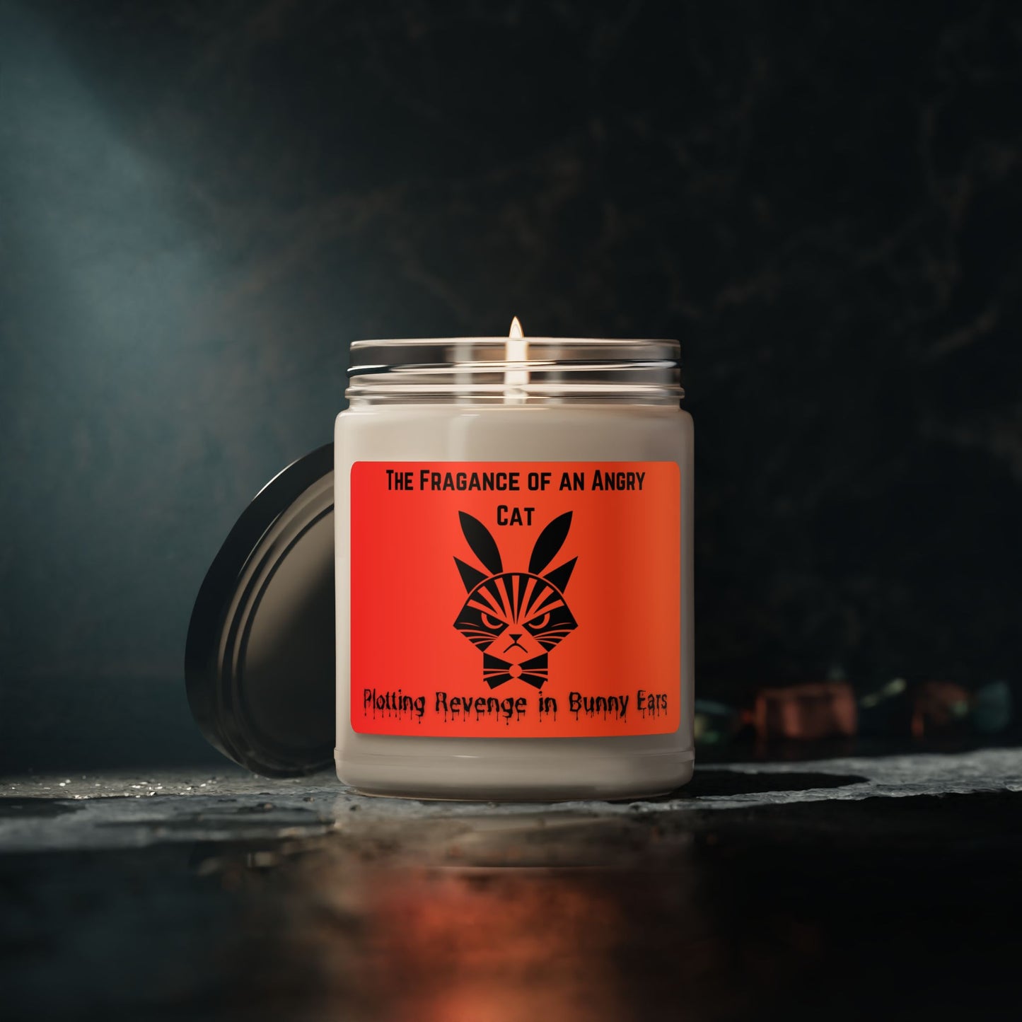 Funny Cat Scented Soy Candle - Plotting Revenge in Bunny Ears, 9oz