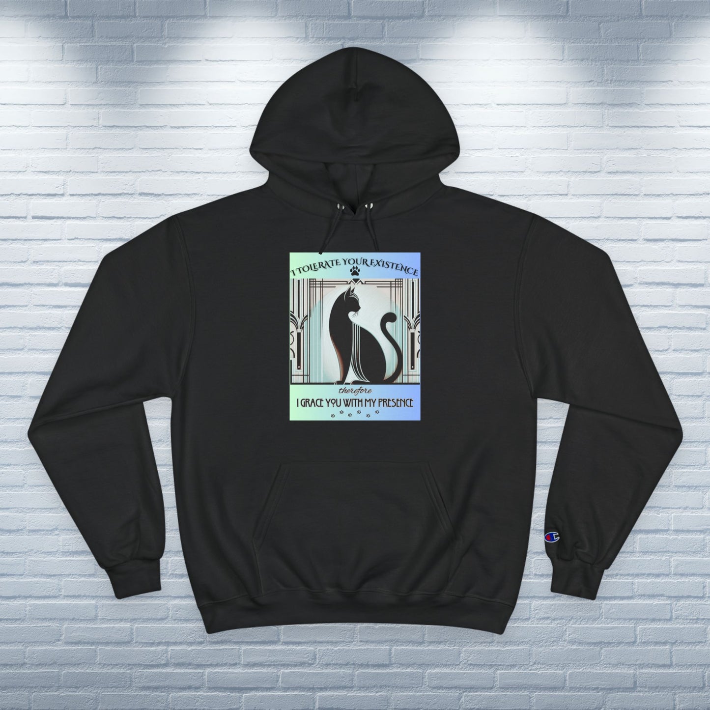 Champion Hoodie Cat Lover Feline Catful Gift Pet Apparel Sarcastic Kitty Retro Art Deco Unique Cozy Wear Dog Mom Dad Unisex Unique Adventure