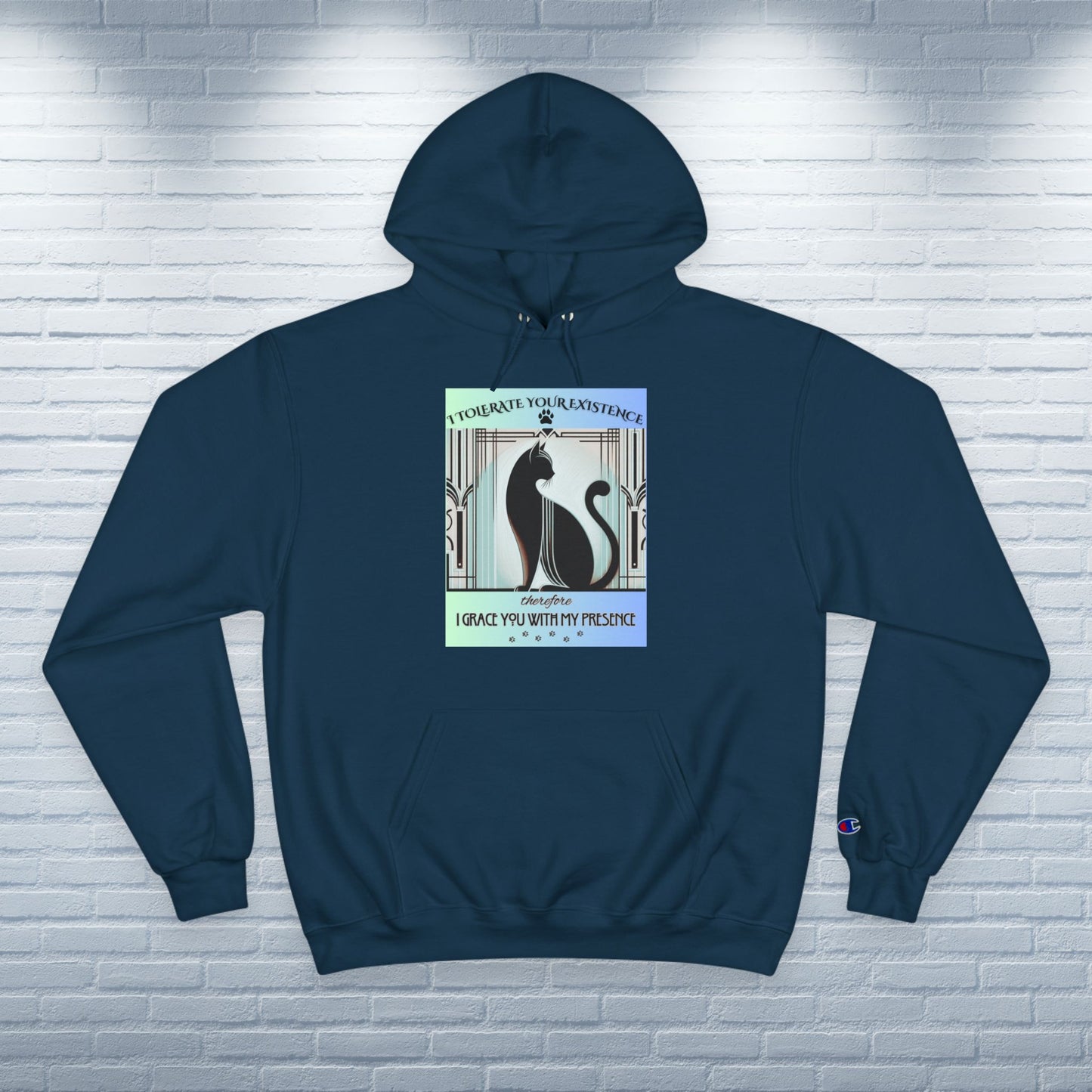 Champion Hoodie Cat Lover Feline Catful Gift Pet Apparel Sarcastic Kitty Retro Art Deco Unique Cozy Wear Dog Mom Dad Unisex Unique Adventure