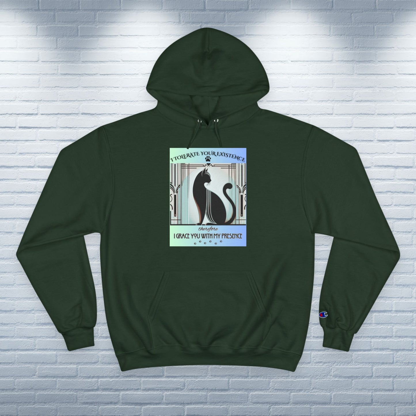 Champion Hoodie Cat Lover Feline Catful Gift Pet Apparel Sarcastic Kitty Retro Art Deco Unique Cozy Wear Dog Mom Dad Unisex Unique Adventure