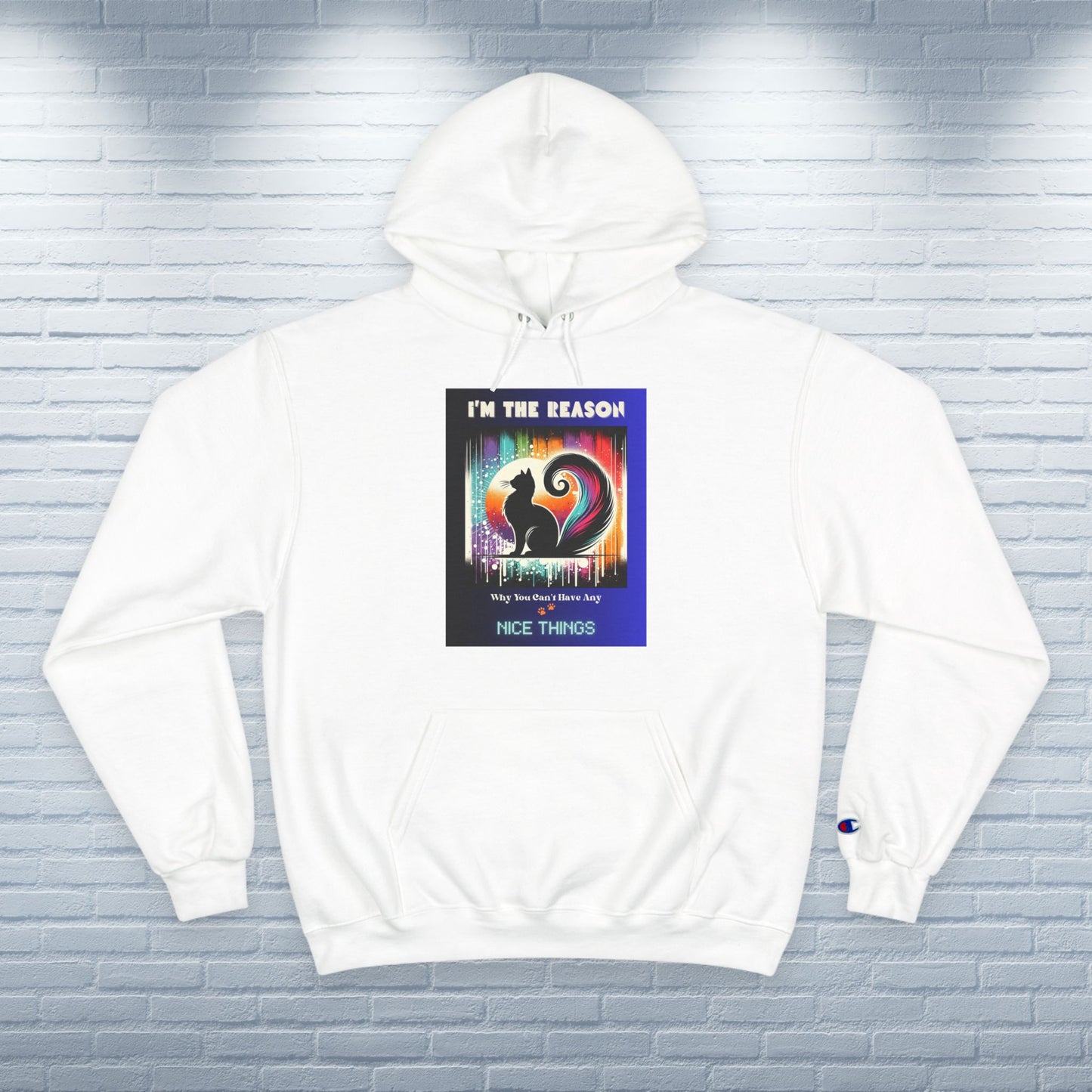 Champion Hoodie Cat Lover Feline Catful Gift Sassy Pet Apparel Funny Unique Retro Style Kitty Fashion Cozy Wear Cat Mom Dad Unisex Unique