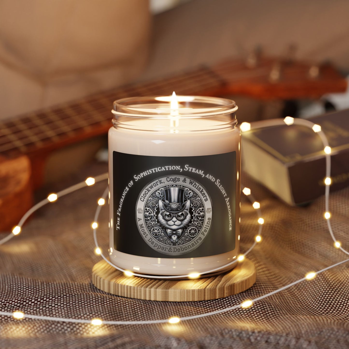 Candle Funny Steampunk Cat Gift Scented Soy Candle Whimsical Feline Catful Kitty Lover Quirky Victorian Pet Decor for Stylish Cat Parents