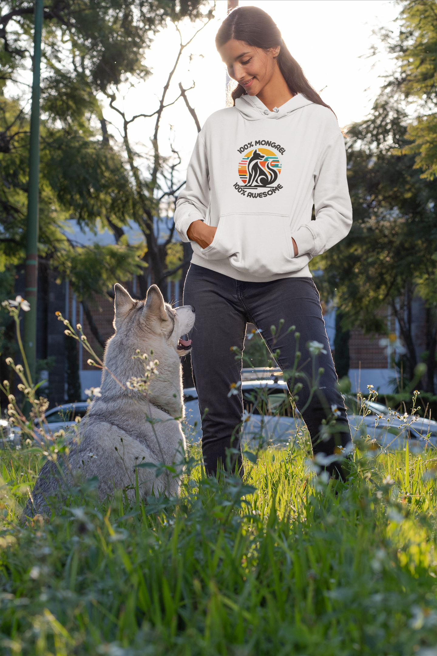 Champion Hoodie Mixed Breed Rescue Dog Mongrel Dogful Gift Pet Apparel Unique Retro Style Pride Fashion Unisex Dog Mom Dad Adventure Wear
