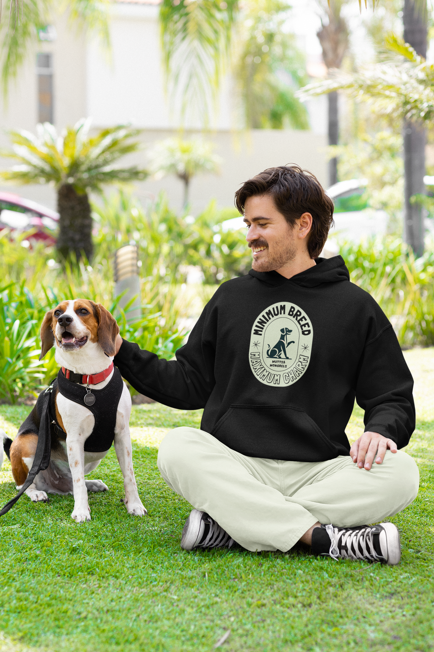 Champion Hoodie Mixed Breed Rescue Dog Mongrel Dogful Mutt Charm Gift Pet Apparel Unique Art Deco Pride Style Dog Mom Dad Unisex Unique