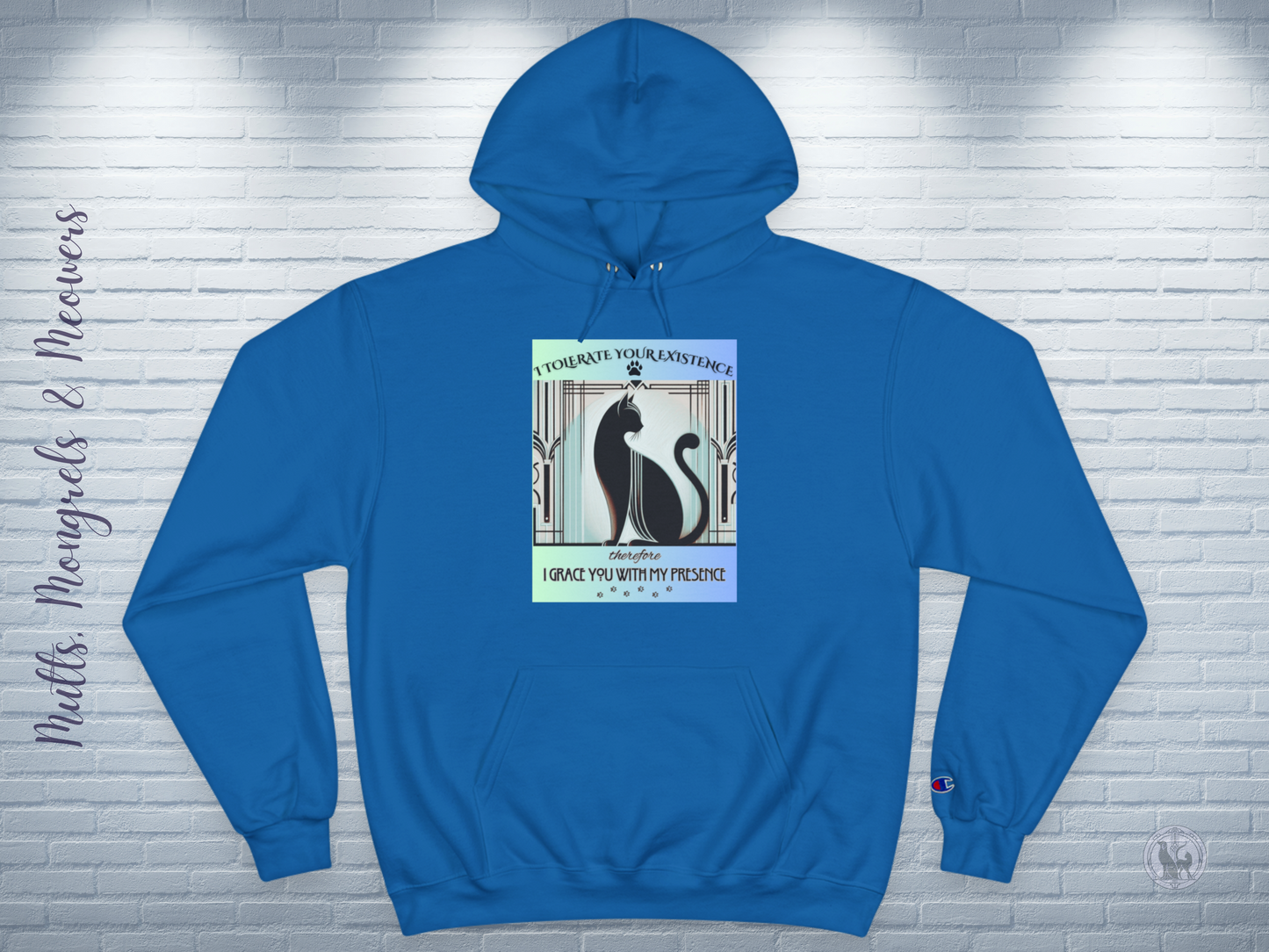 Champion Hoodie Cat Lover Feline Catful Gift Pet Apparel Sarcastic Kitty Retro Art Deco Unique Cozy Wear Dog Mom Dad Unisex Unique Adventure