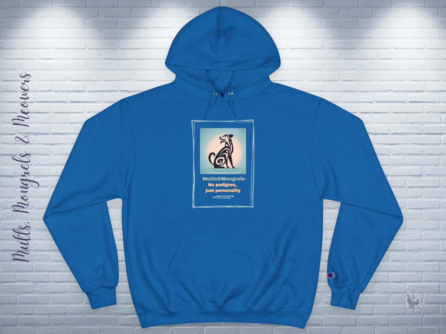 Champion Hoodie Mixed Breed Rescue Dog Mongrel Dogful Art Deco Gift Pet Apparel Funny Unique Style Fashion Dog Mom Dad Unisex Adventure