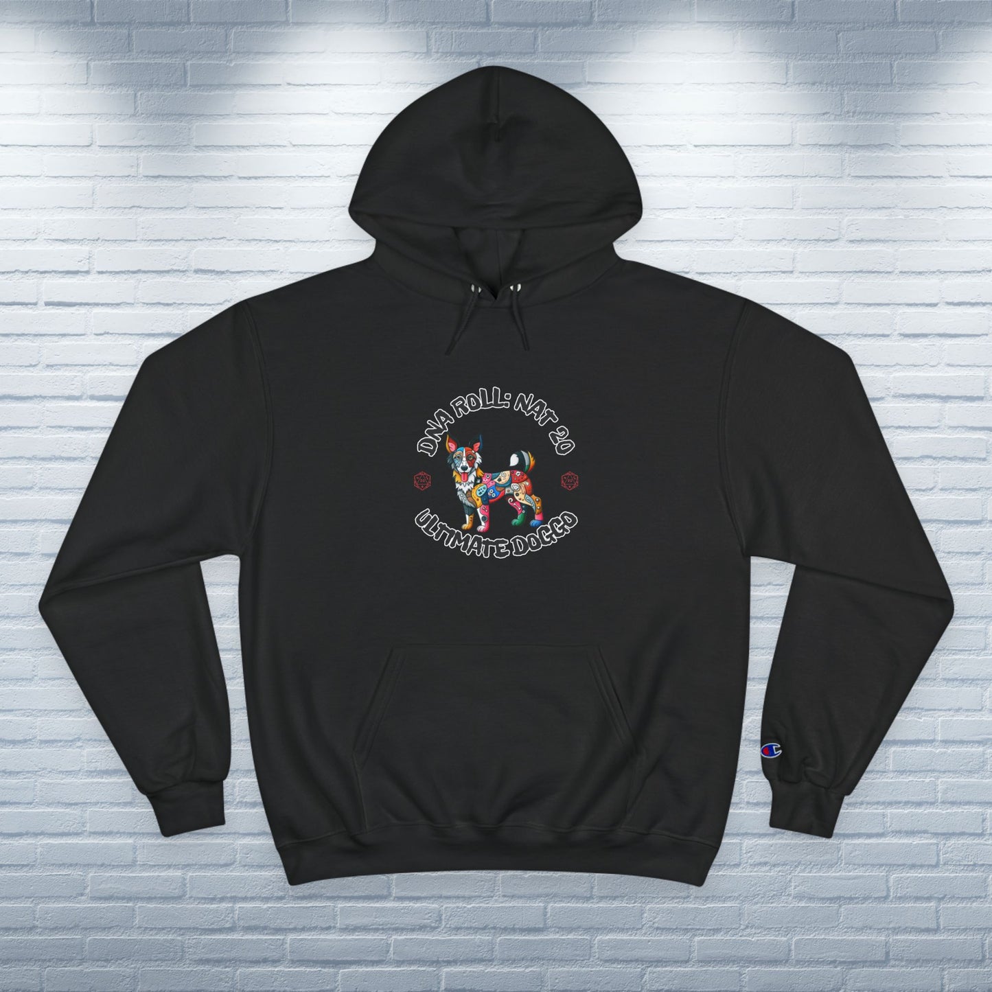 Champion Hoodie Mixed Breed Rescue Dog Mongrel Mutt Dogful RPG Nat20 Gift Pet Apparel Gamer Unique Funny Retro Mutt Fashion Dog Mom Dad