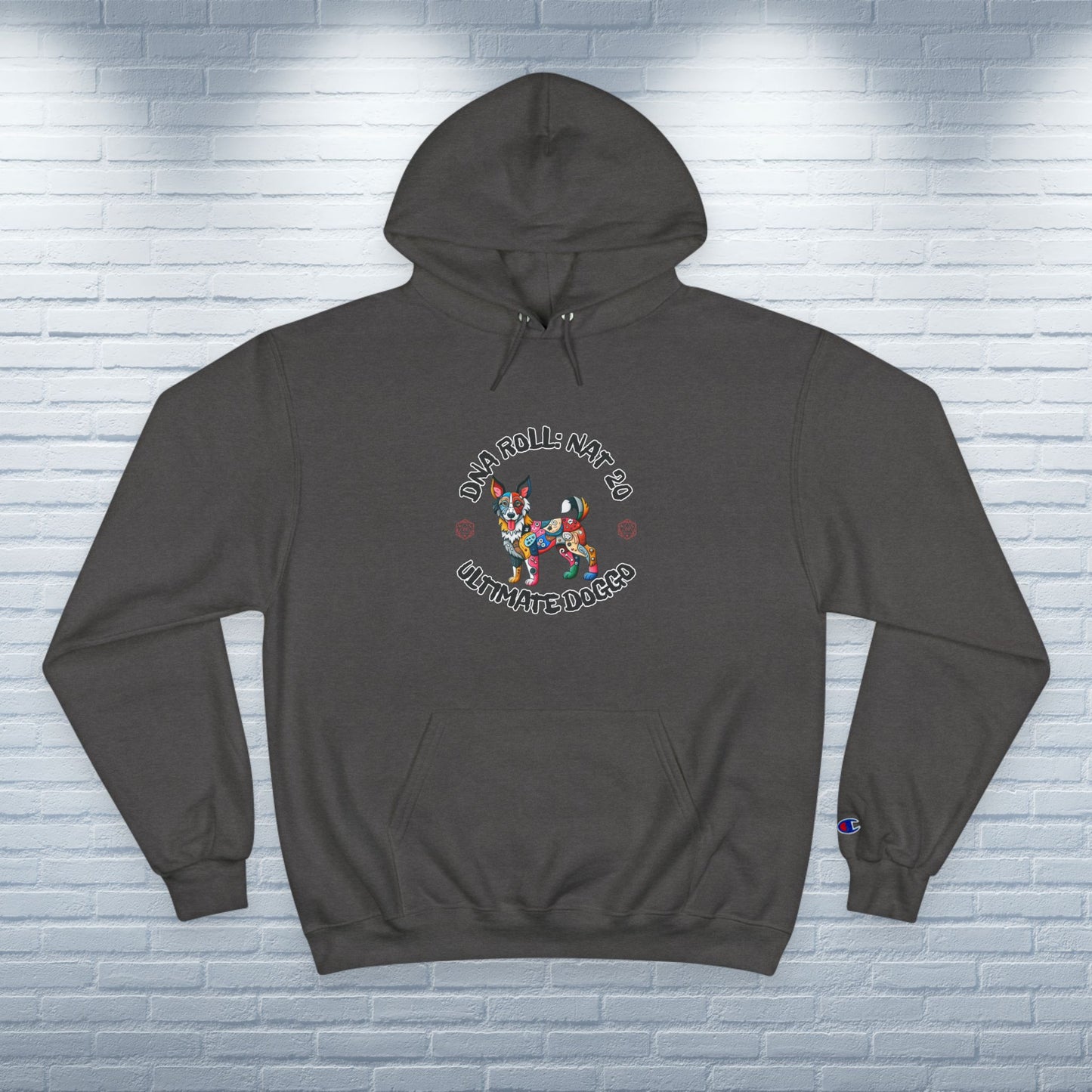 Champion Hoodie Mixed Breed Rescue Dog Mongrel Mutt Dogful RPG Nat20 Gift Pet Apparel Gamer Unique Funny Retro Mutt Fashion Dog Mom Dad
