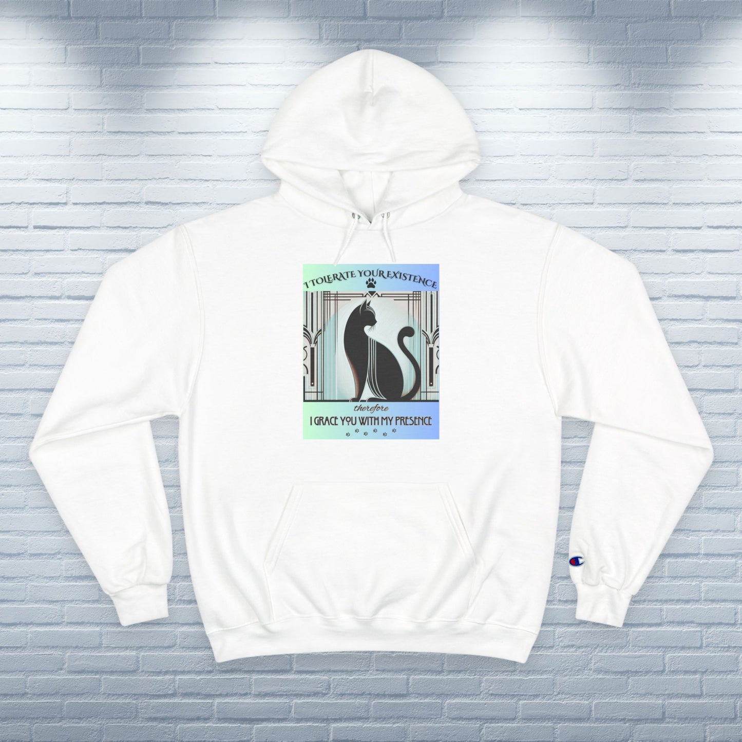 Champion Hoodie Cat Lover Feline Catful Gift Pet Apparel Sarcastic Kitty Retro Art Deco Unique Cozy Wear Dog Mom Dad Unisex Unique Adventure