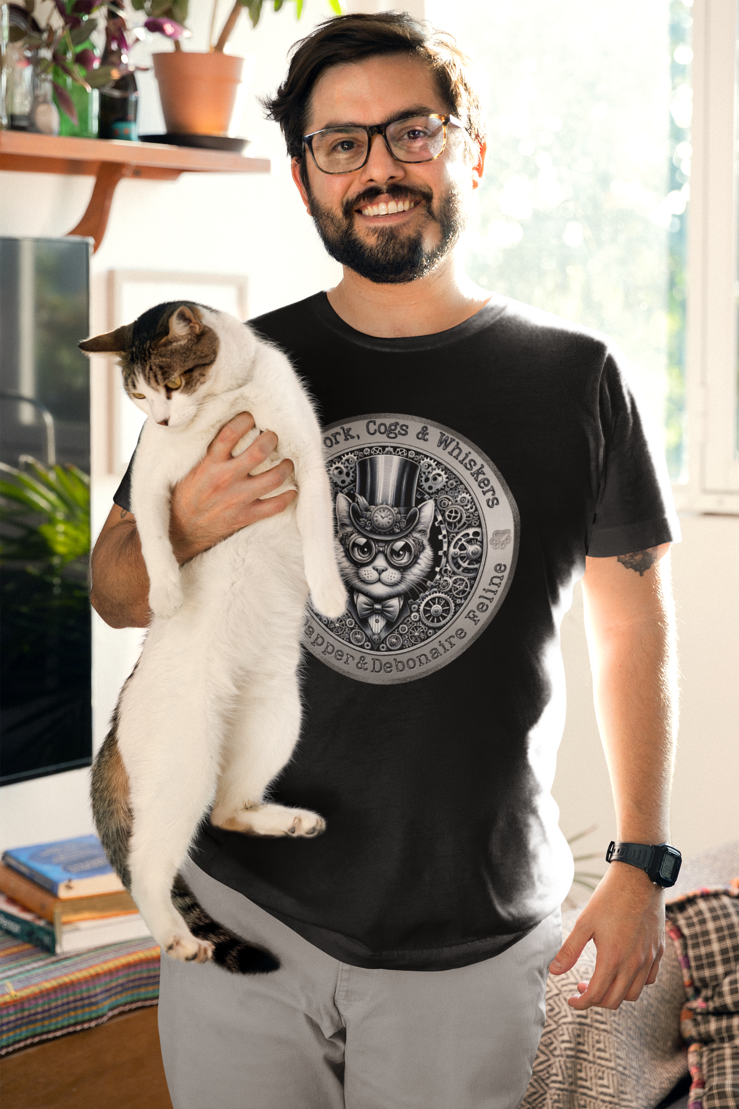 T-Shirt Mixed Breed Steampunk Cat Shirt Feline Lover Gift Victorian Kitty Tee Unique Cat Theme Unisex Catful Pet Apparel Cat mom Cat Dad