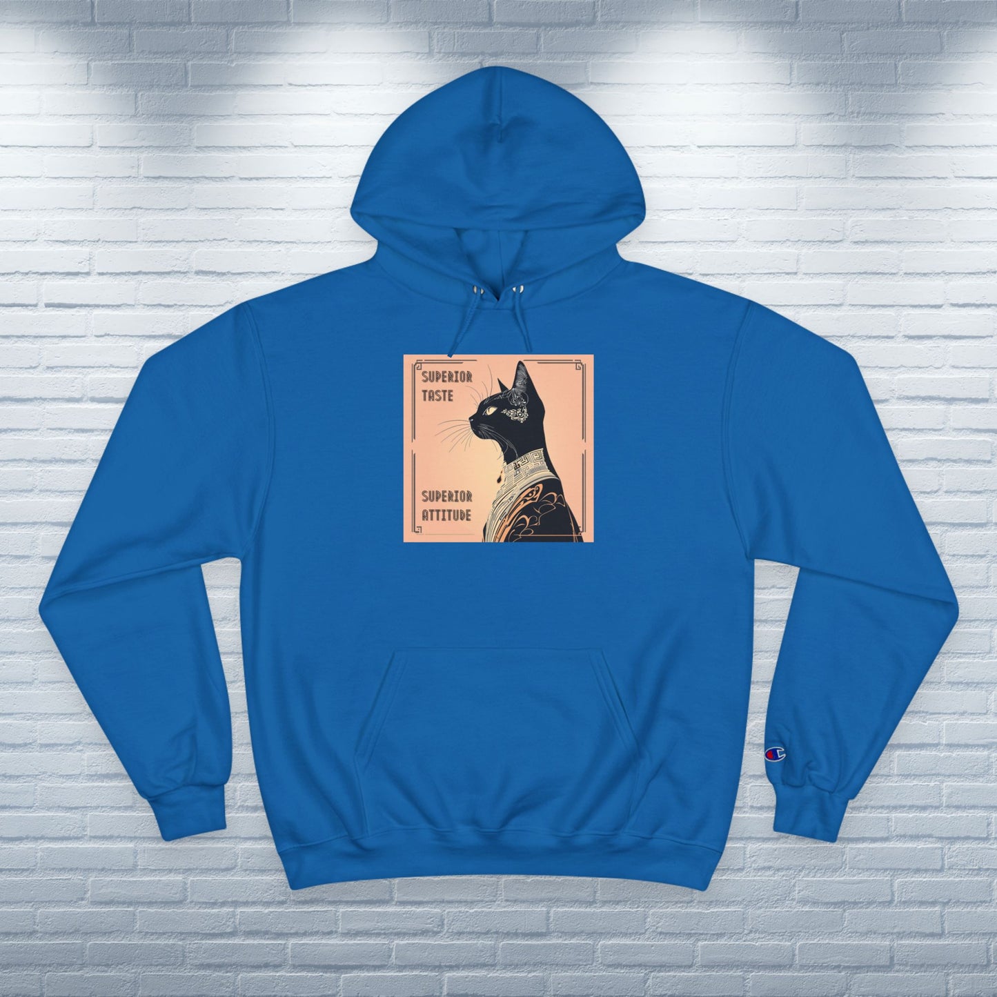 Champion Hoodie Rescue Cat Lover Feline Catful Superior Attitude Gift Pet Apparel Quirky Retro Style Kitty Fashion Wear Cat Mom Dad Unisex
