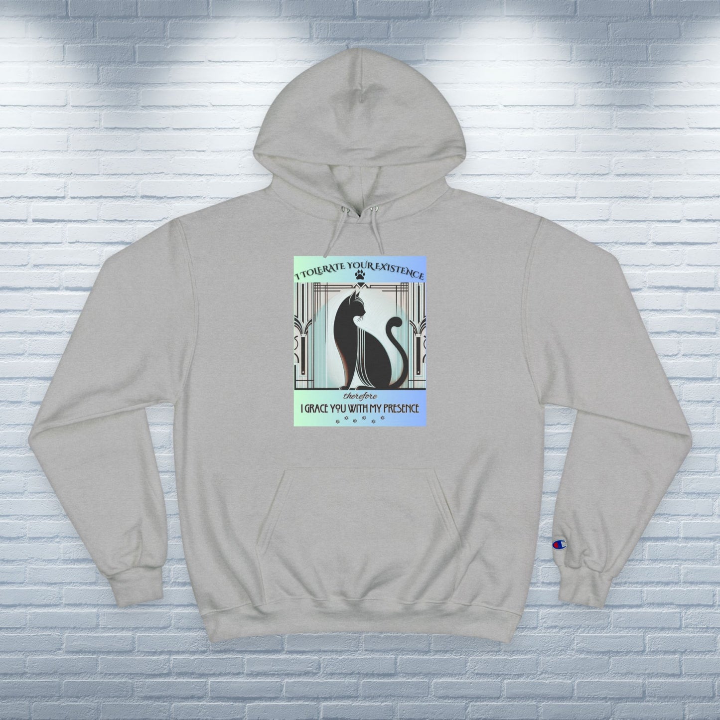 Champion Hoodie Cat Lover Feline Catful Gift Pet Apparel Sarcastic Kitty Retro Art Deco Unique Cozy Wear Dog Mom Dad Unisex Unique Adventure