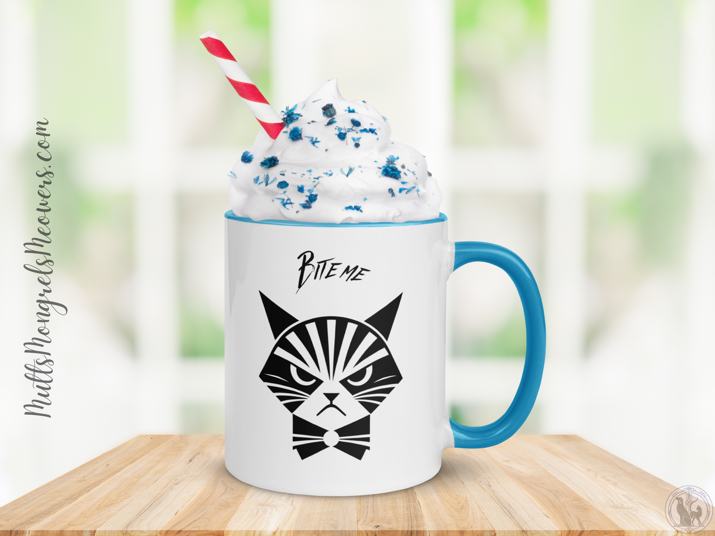 Mug Funny Bite Me Mug Art Deco Sarcastic Gift Unique Cat Theme Sassy Coffee Whimsical Feline Catful Kitty Humor Tea Gift for Cat Parents