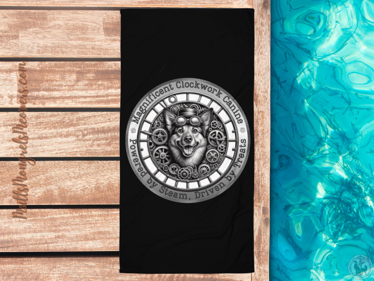 Beach Towel Dog Lovers Steampunk Funny Dogful Mutt Adoption Gift Retro Bath Towel Victorian Rescue Mixed Breed Dog Bathroom