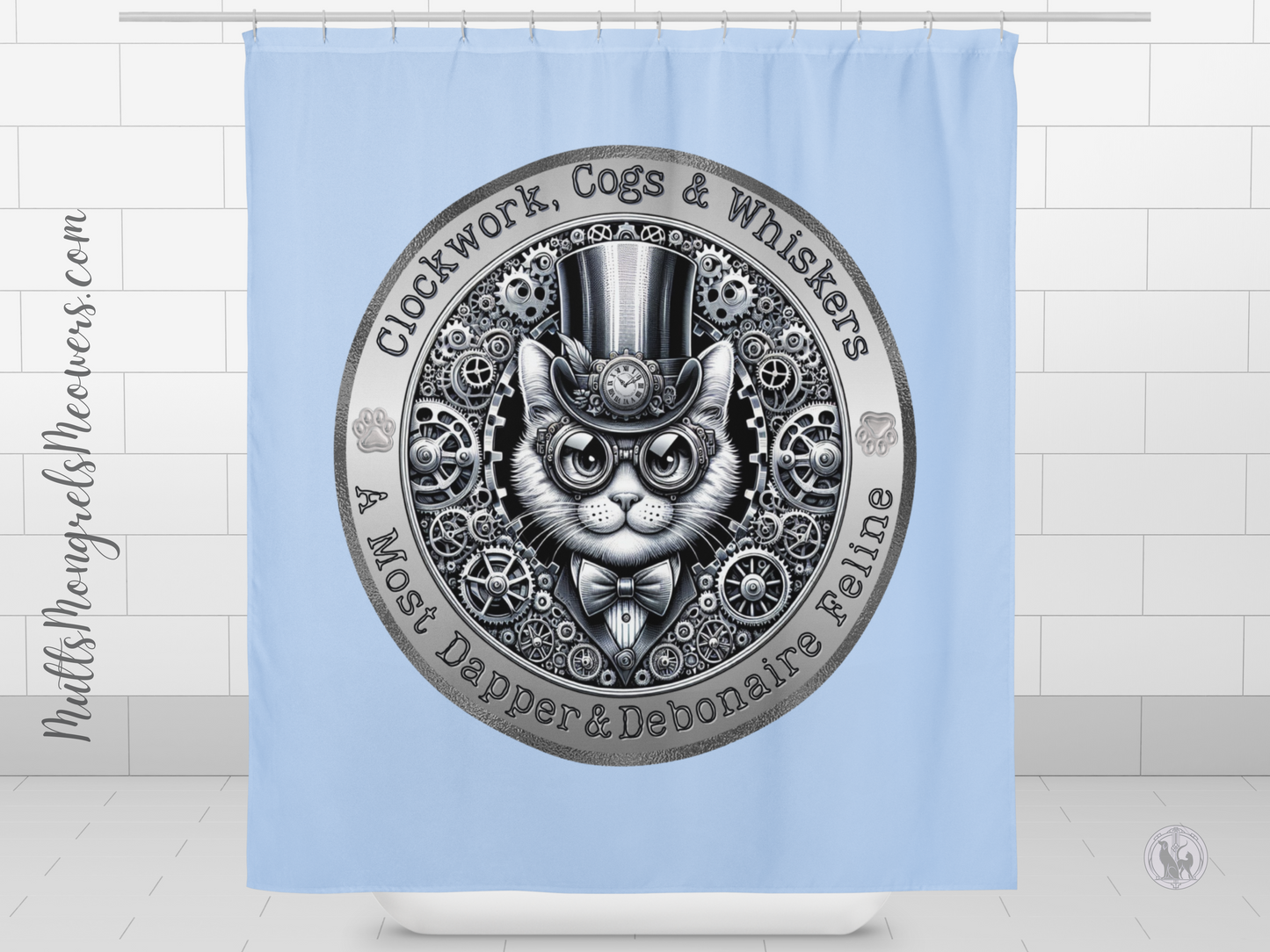 Shower Curtain Steampunk Cat Victorian Style Bathroom Gift Quirky Kitty Design Retro Feline Decor Housewarming Statement Piece Cat Mom Dad