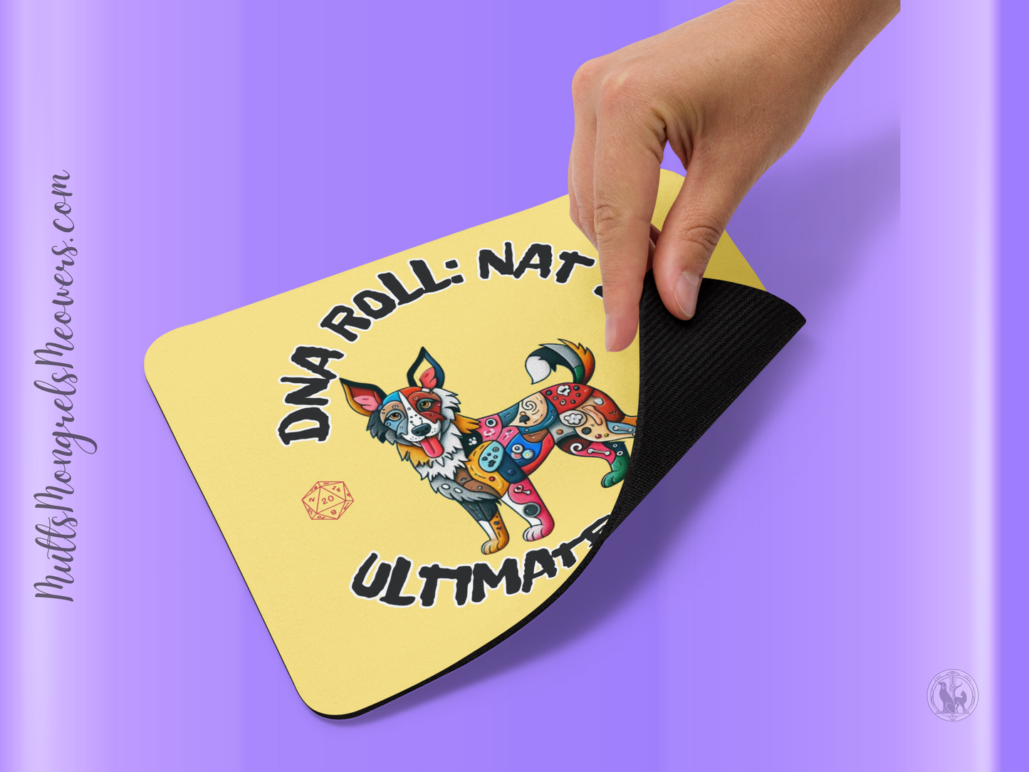Mouse Pad Pop Art Dog Funny Mutt Gamer Gift for Dog Lovers Quirky Nerdy Laptop Accessory Mixed Breed Rescue Canine PC Mat
