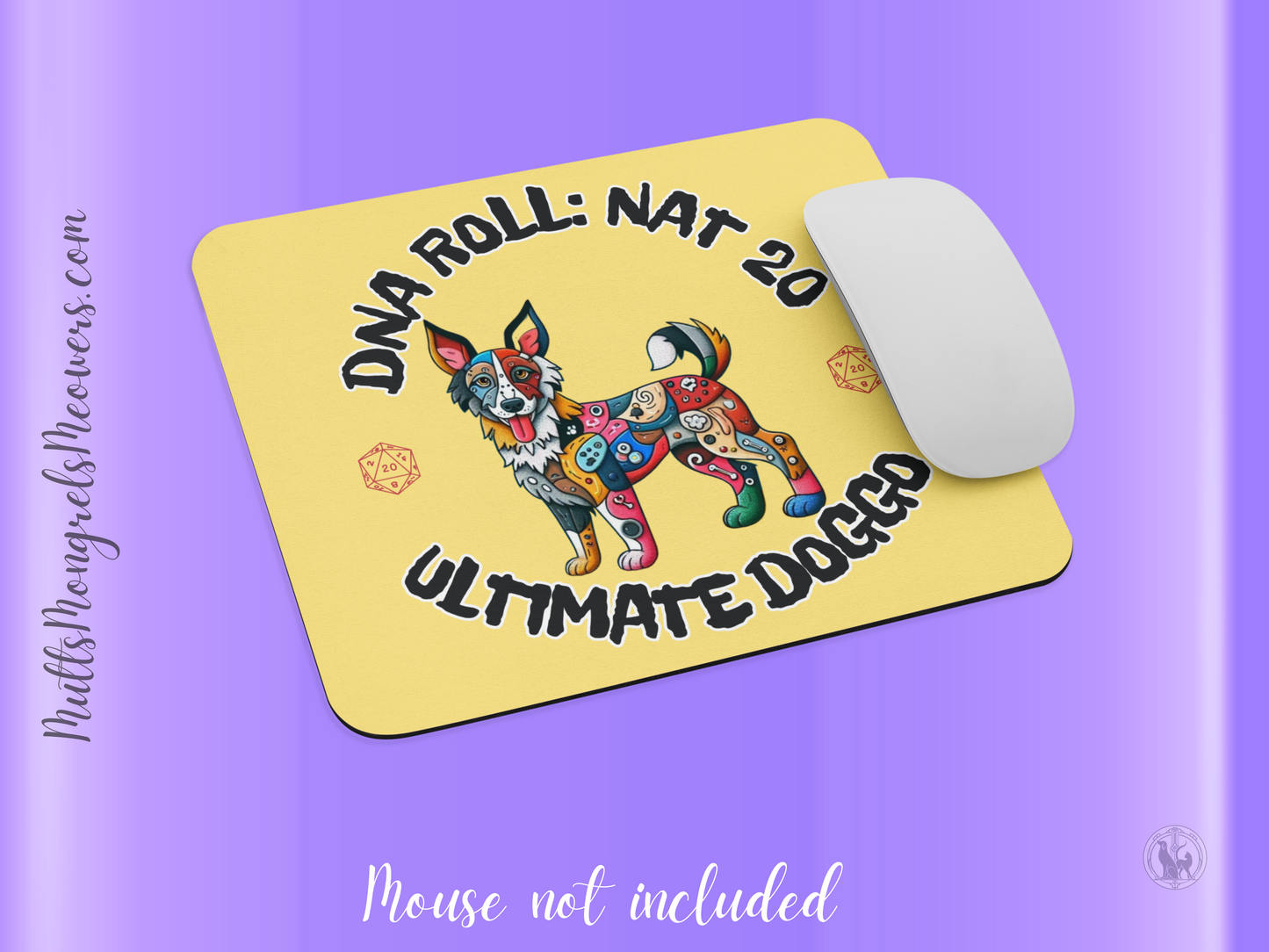 Mouse Pad Pop Art Dog Funny Mutt Gamer Gift for Dog Lovers Quirky Nerdy Laptop Accessory Mixed Breed Rescue Canine PC Mat