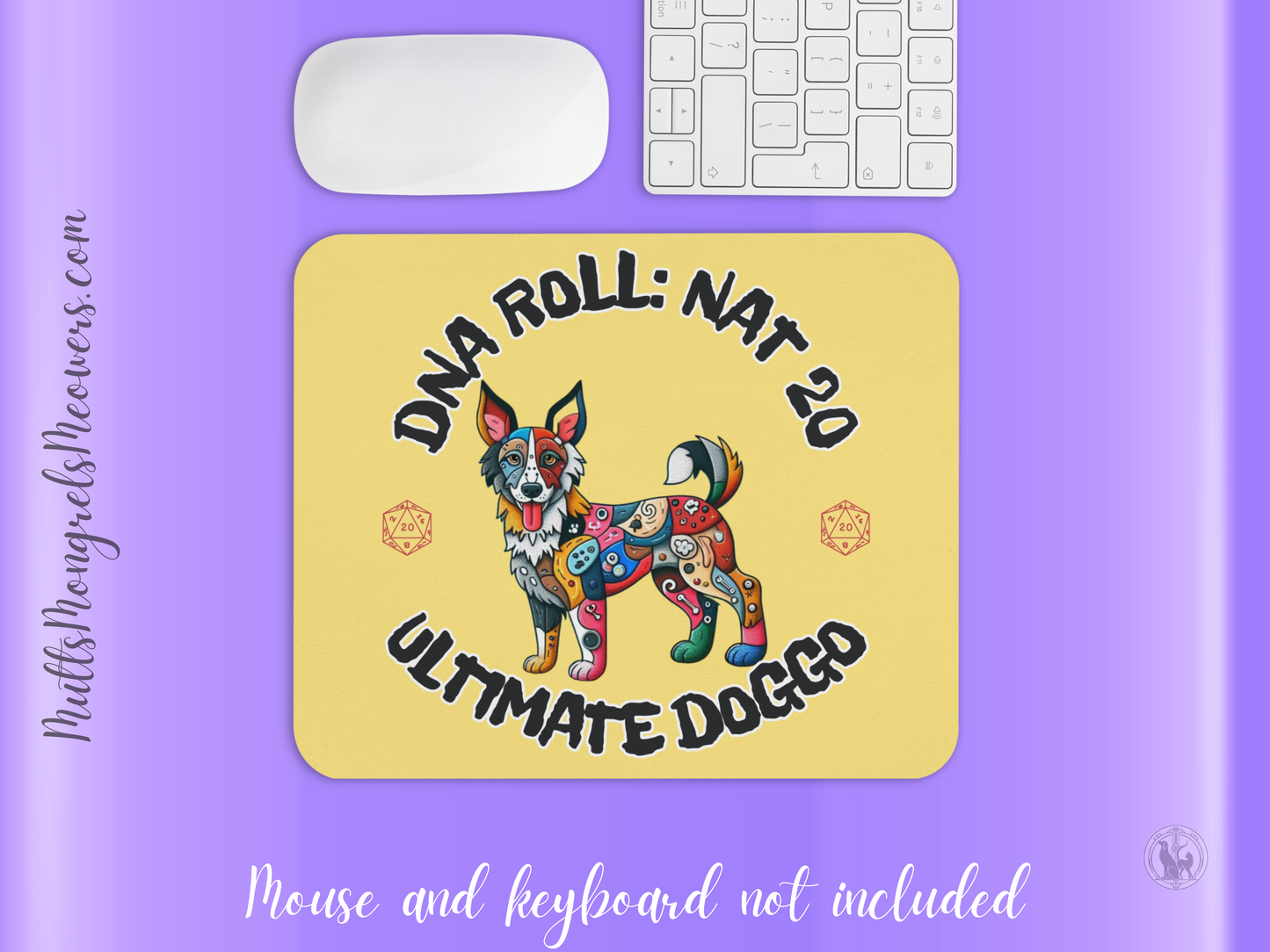 Mouse Pad Pop Art Dog Funny Mutt Gamer Gift for Dog Lovers Quirky Nerdy Laptop Accessory Mixed Breed Rescue Canine PC Mat