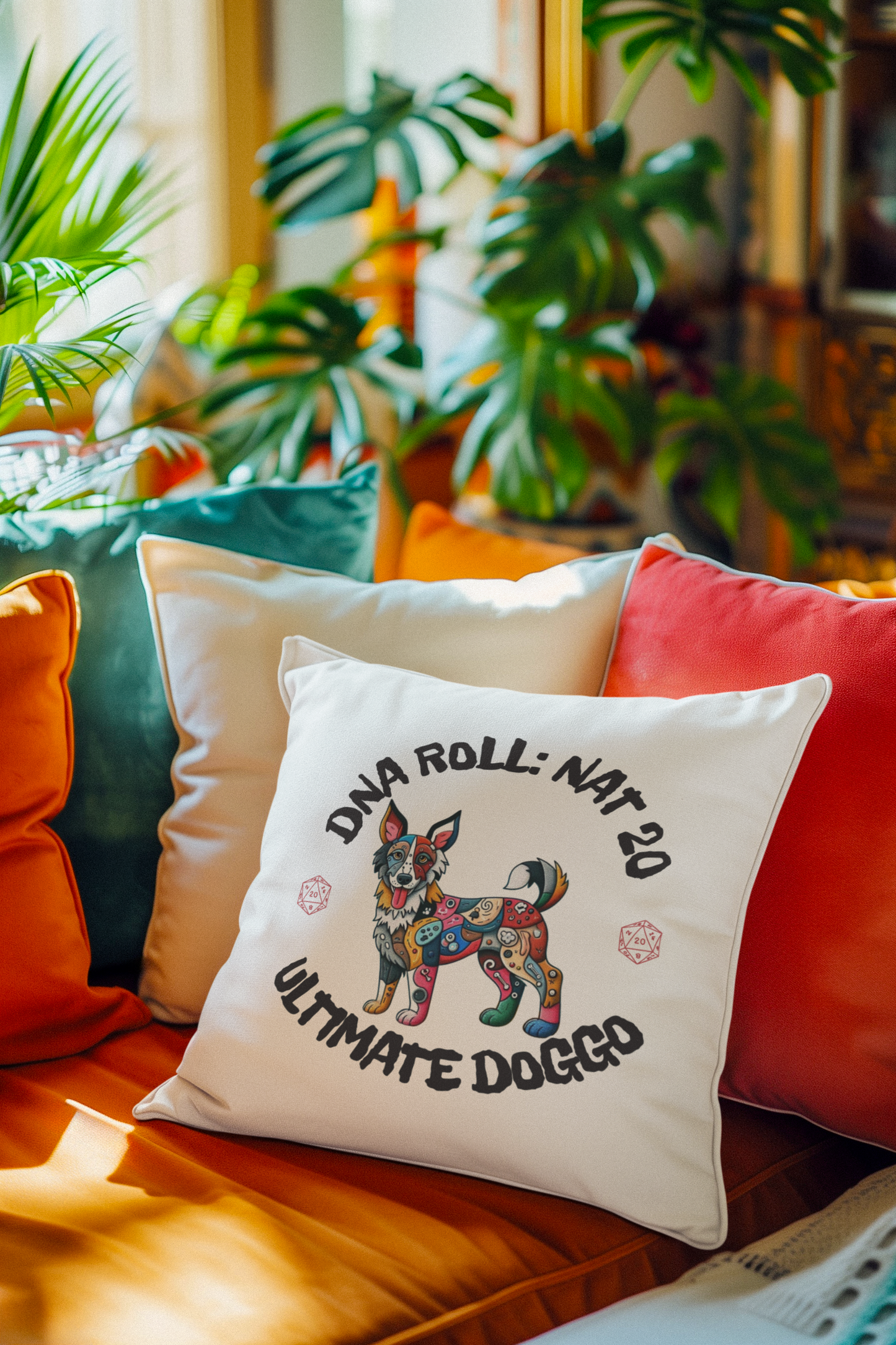 Pillow Throw Gamer Dog Retro Design Dog Lovers Mixed Breed Dogful Geeky Pillow Rescue Mutt Dog Mom Gift Mongrel Pride Gaming Canine Dog Dad