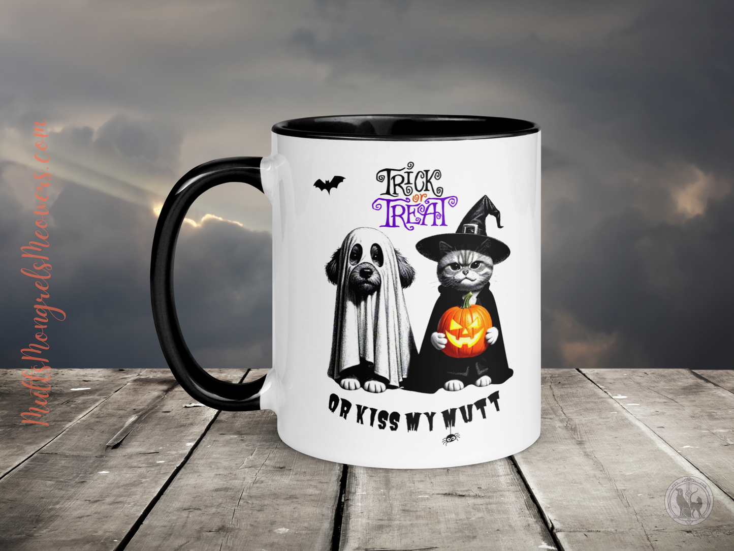 Funny Cat and Dog Mug with Color Inside - Sarcastic Halloween Gift for Pet Parents