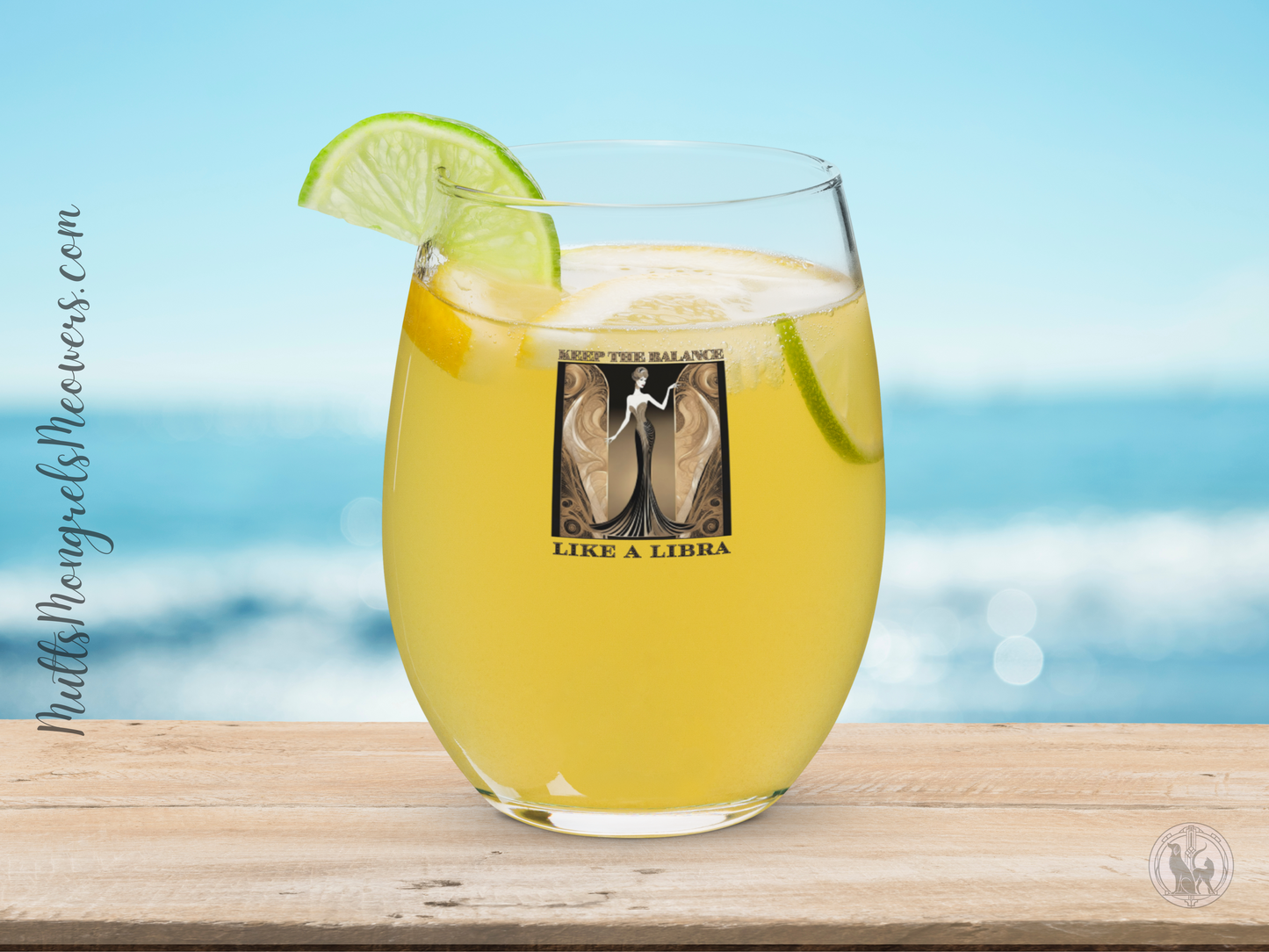 Stemless Wine Glass Libra Gift Astrology Fans