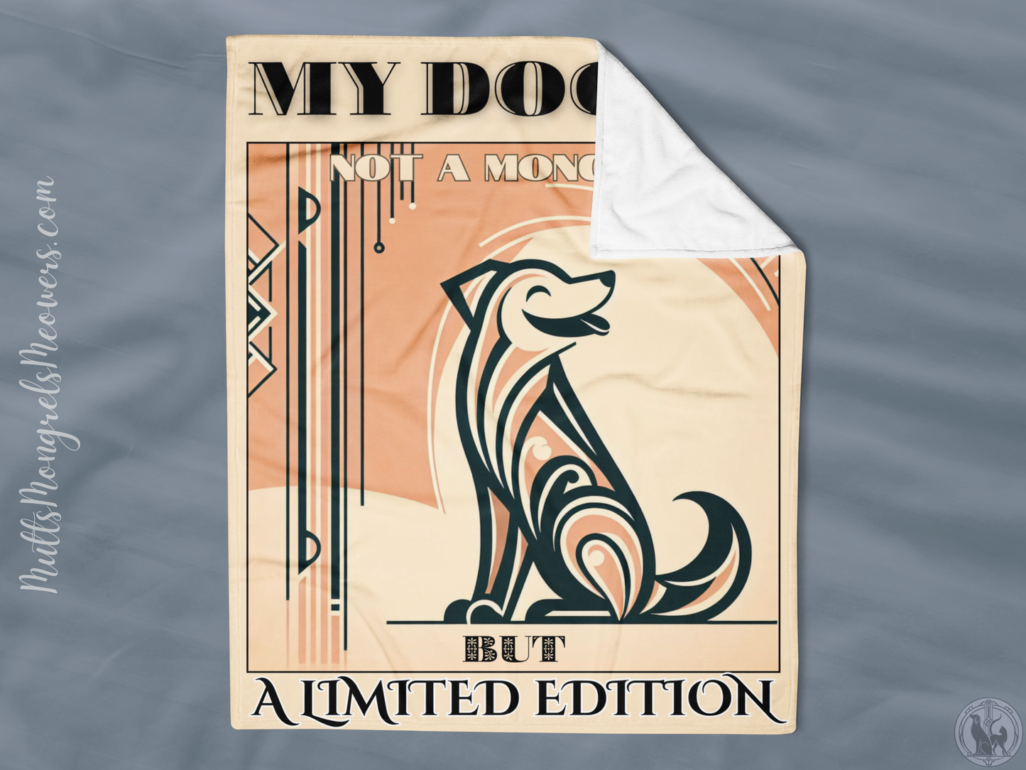 Throw Blanket Dogful Mixed Breed Dog Mom Art Deco Rare Rescue Dog Cozy Blanket Gift for Dog Lover