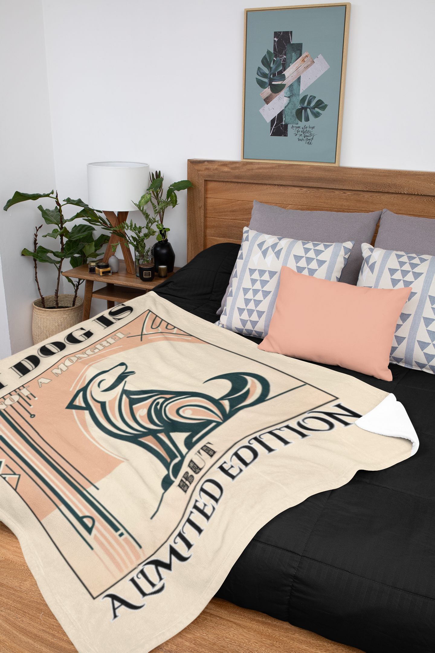 Throw Blanket Dogful Mixed Breed Dog Mom Art Deco Rare Rescue Dog Cozy Blanket Gift for Dog Lover