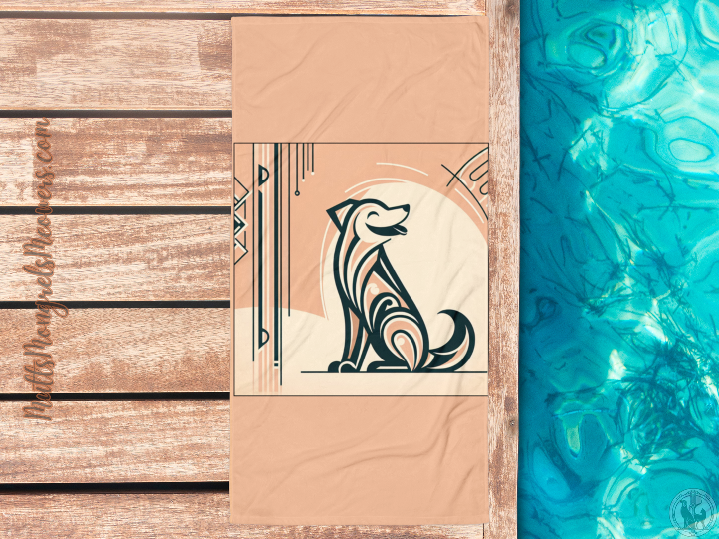 Beach Towel Art Deco Dog Lover Funny Dogful Holiday Gift Mutt Canine Chill Relaxing Summer Accessory Relaxation Décor Mixed Breed Dog Parent