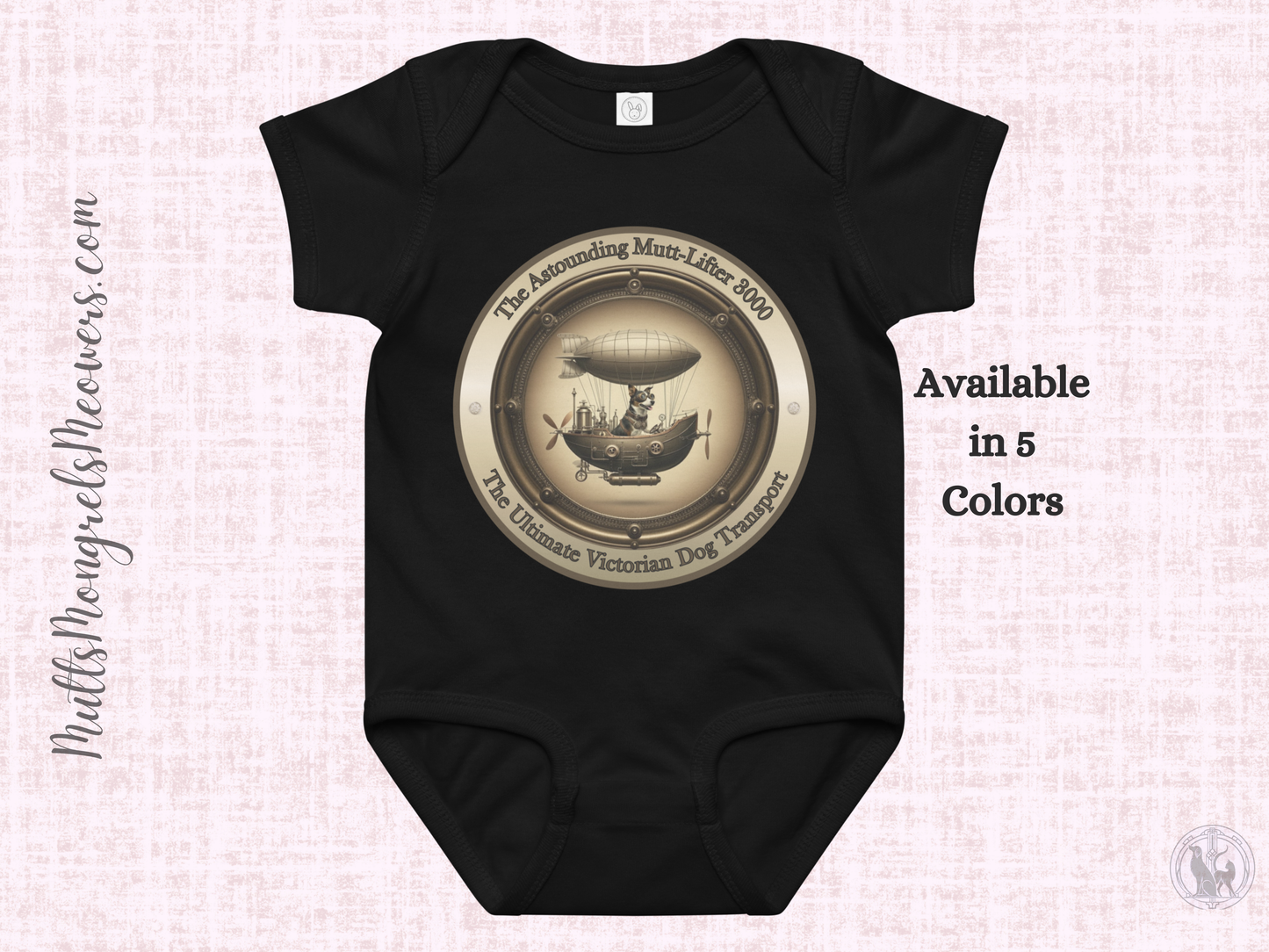 Baby Bodysuit Steampunk Dog Victorian Style Baby Shower Gift Unique Infant Outfit Quirky Pet Lover Babywear Dog Mom Dad Rescue Dog Mongrel