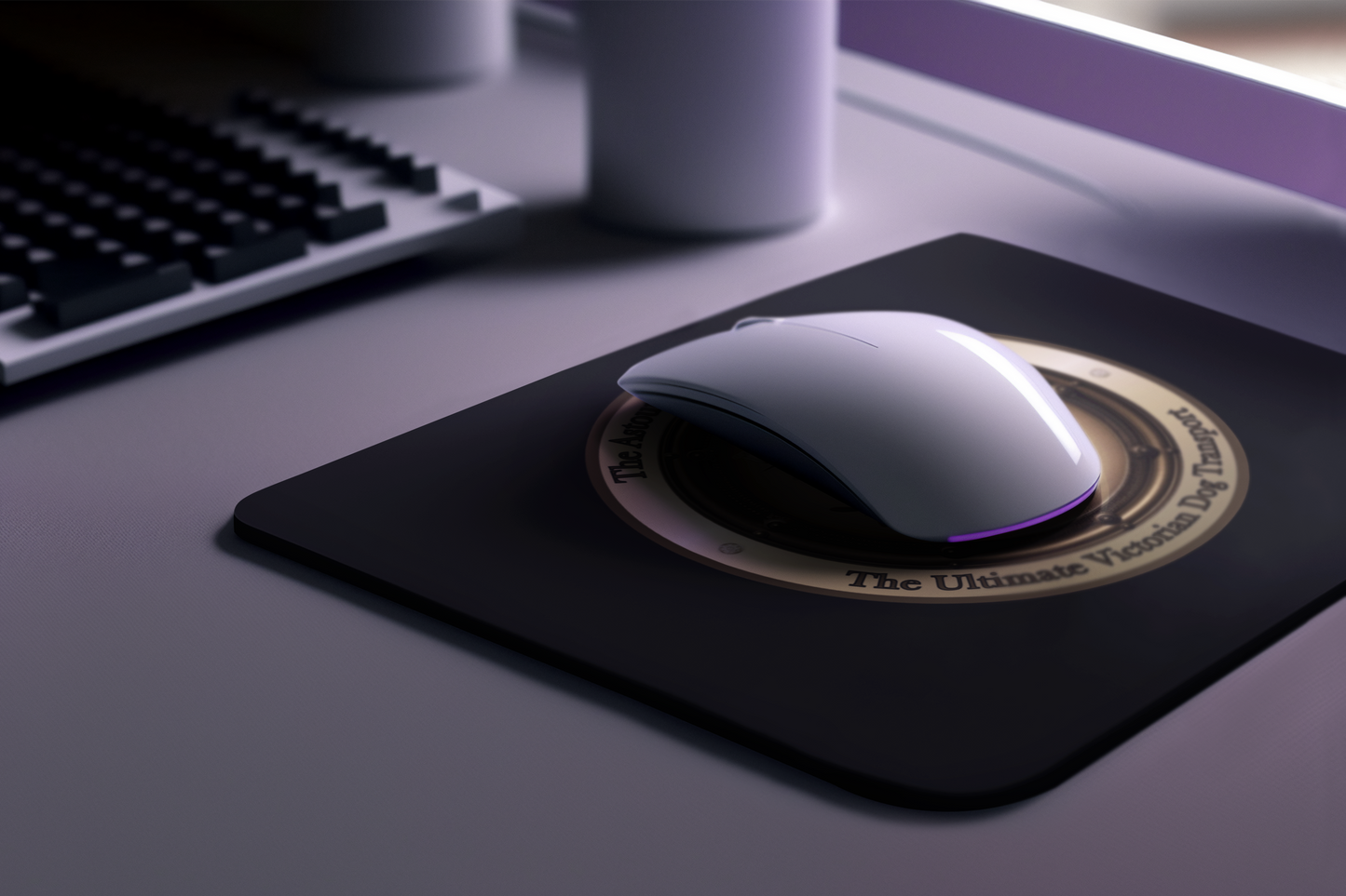 Mouse Pad Steampunk Dog Funny Mutt Gift for Dog Lovers Quirky Victorian Zeppelin Laptop Accessory Mixed Breed Rescue Dog Parents PC Mongrel