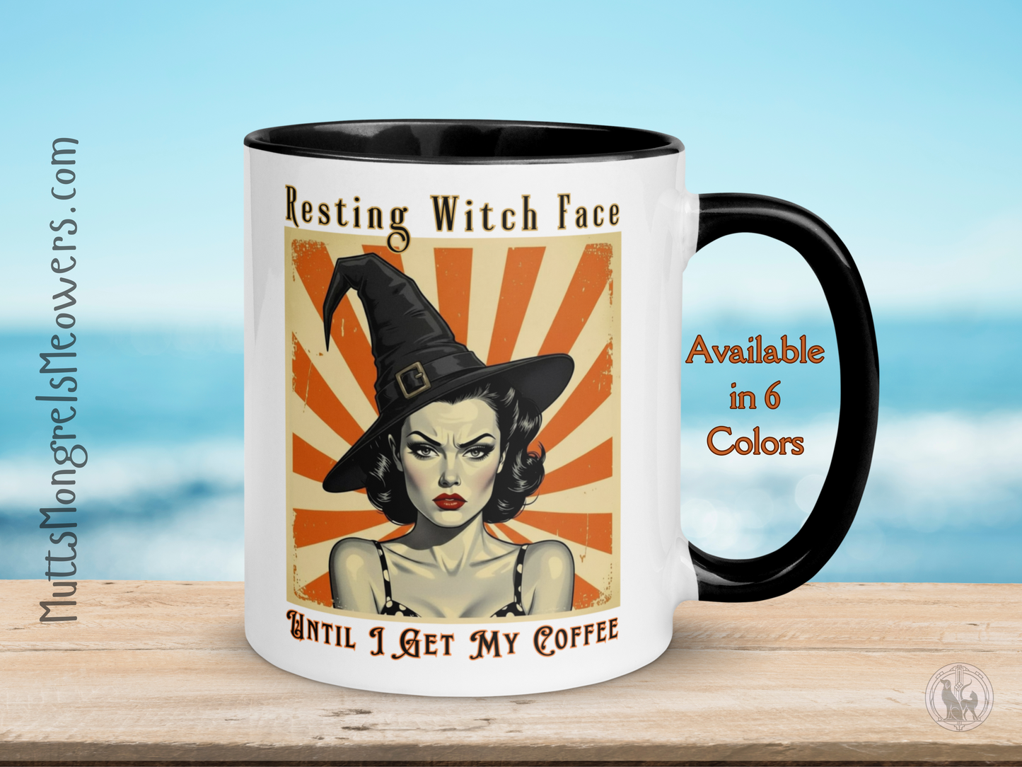 Funny Retro Mug with Color Inside - Halloween Gift for Coffee Loving Women