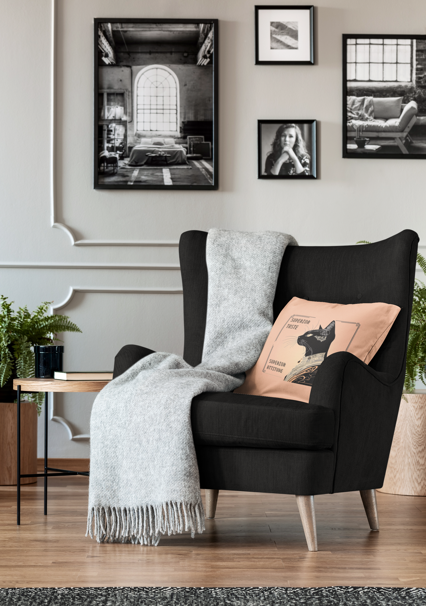 Pillow Attitude Art Deco Design For Cat Lovers Sassy Catful Feline Cushion Cat Lover Home Decor Stylish Throw Gift Rescue Cat Mom Cat Dad
