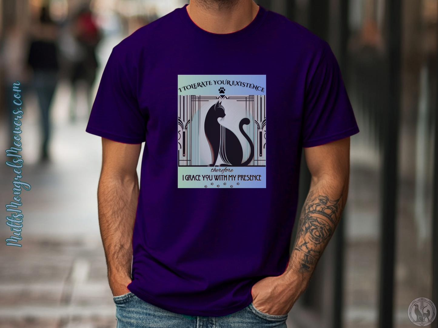 T-Shirt Funny Art Deco Shirt Sarcastic Gift Unisex Fit Unique Cat Whimsical Feline Catful Kitty Humor Retro Apparel Rescue Cat Parent US