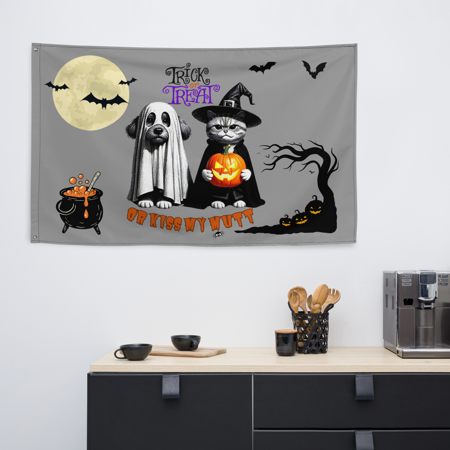 Funny Cat and Dog Flag - Sarcastic Halloween Gift for Pet Parents