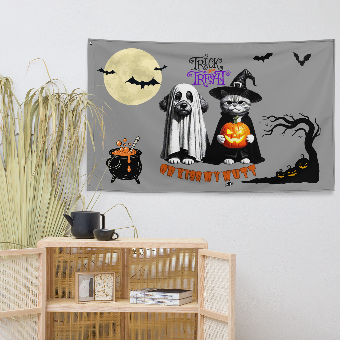 Funny Cat and Dog Flag - Sarcastic Halloween Gift for Pet Parents