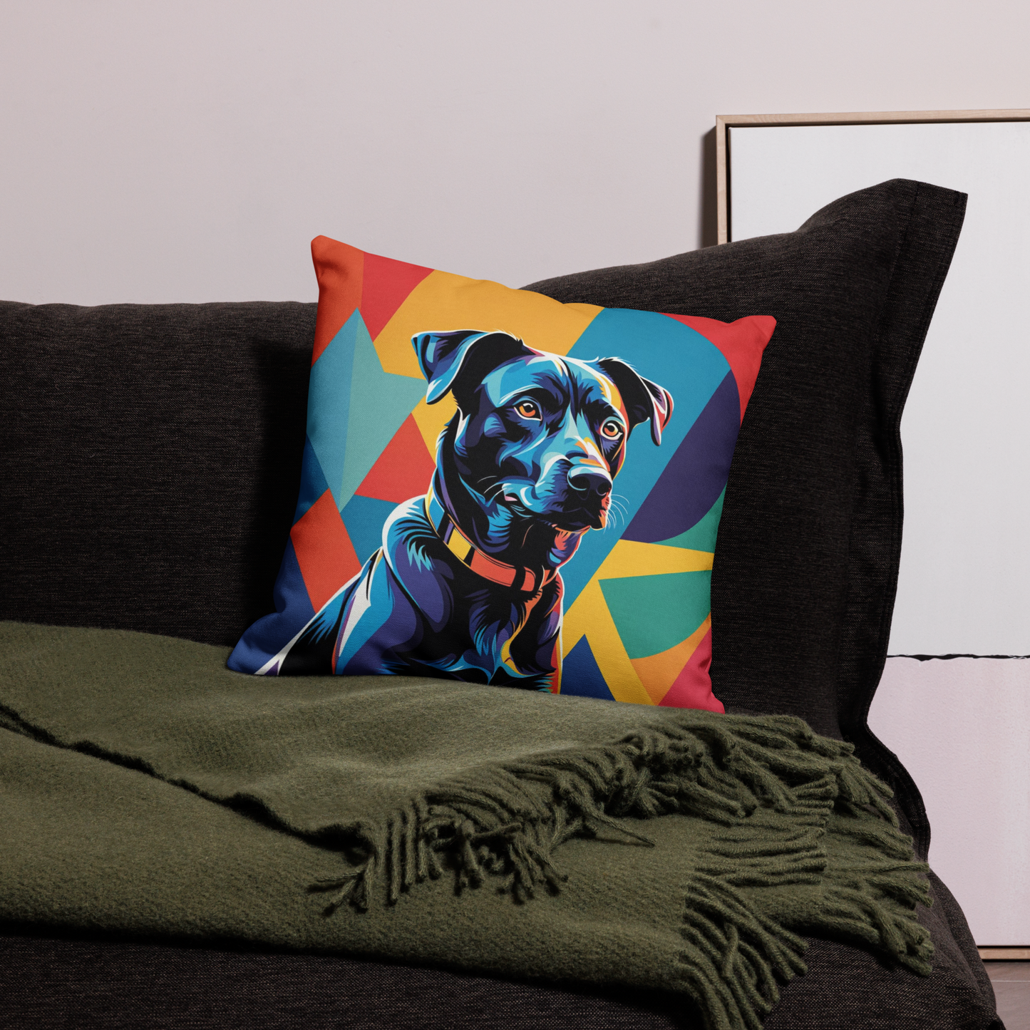 Pillow Throw Rescue Dog Design For Dog Lovers Mixed Breed Dogful Funny Couch Pillow For Pet Owners Mongrel Mutt Décor Pop Art Dog Mum Dad