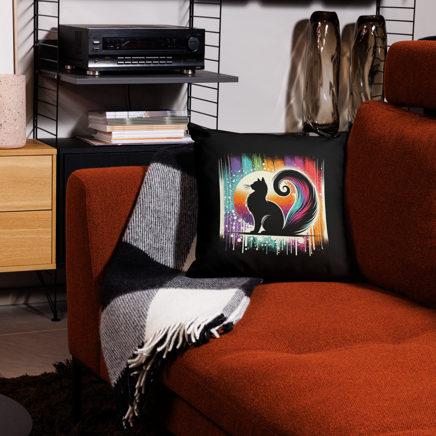 Cat Pillow Art Deco Design For Cat Lovers Retro Sarcastic Feline Throw Cushion Funny Home Decor Housewarming Gift For Cat Parents Rescue Cat