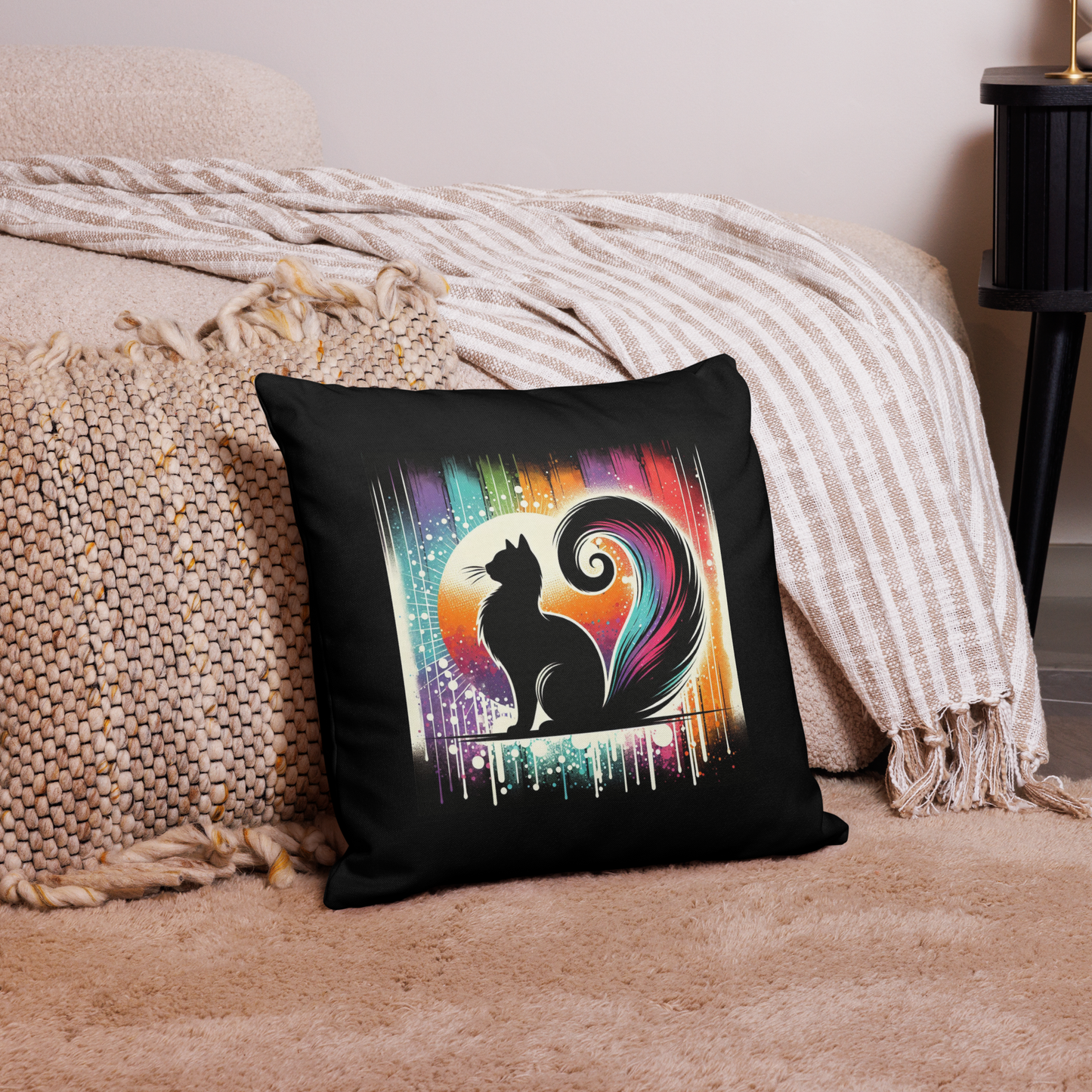 Cat Pillow Art Deco Design For Cat Lovers Retro Sarcastic Feline Throw Cushion Funny Home Decor Housewarming Gift For Cat Parents Rescue Cat