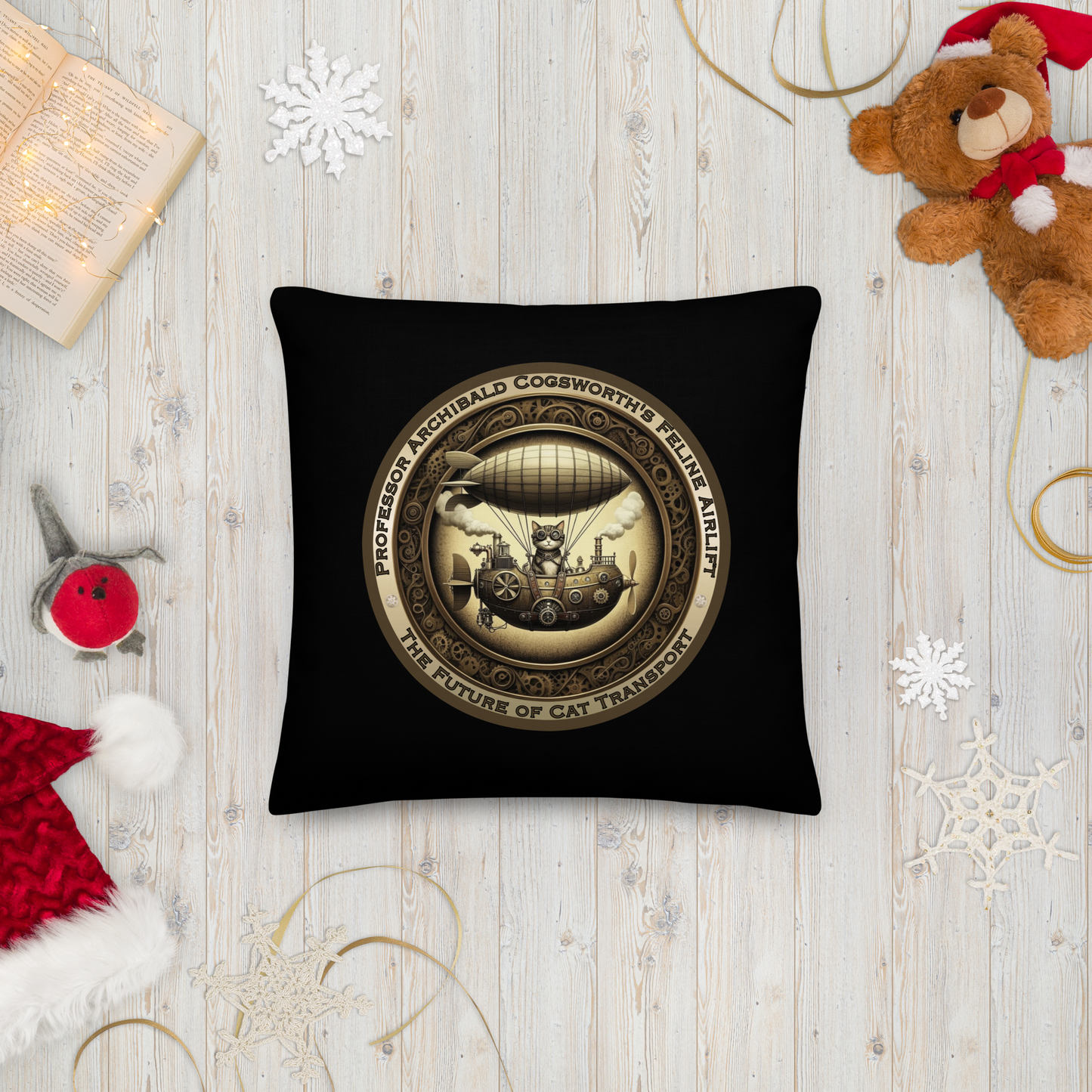 Pillow Cat Gift Cat Lovers Steampunk Cat Victorian Feline Decor Whimsical Throw Pillow Cat Lover Gift Quirky Style Rescue Cat Mom Cat Dad