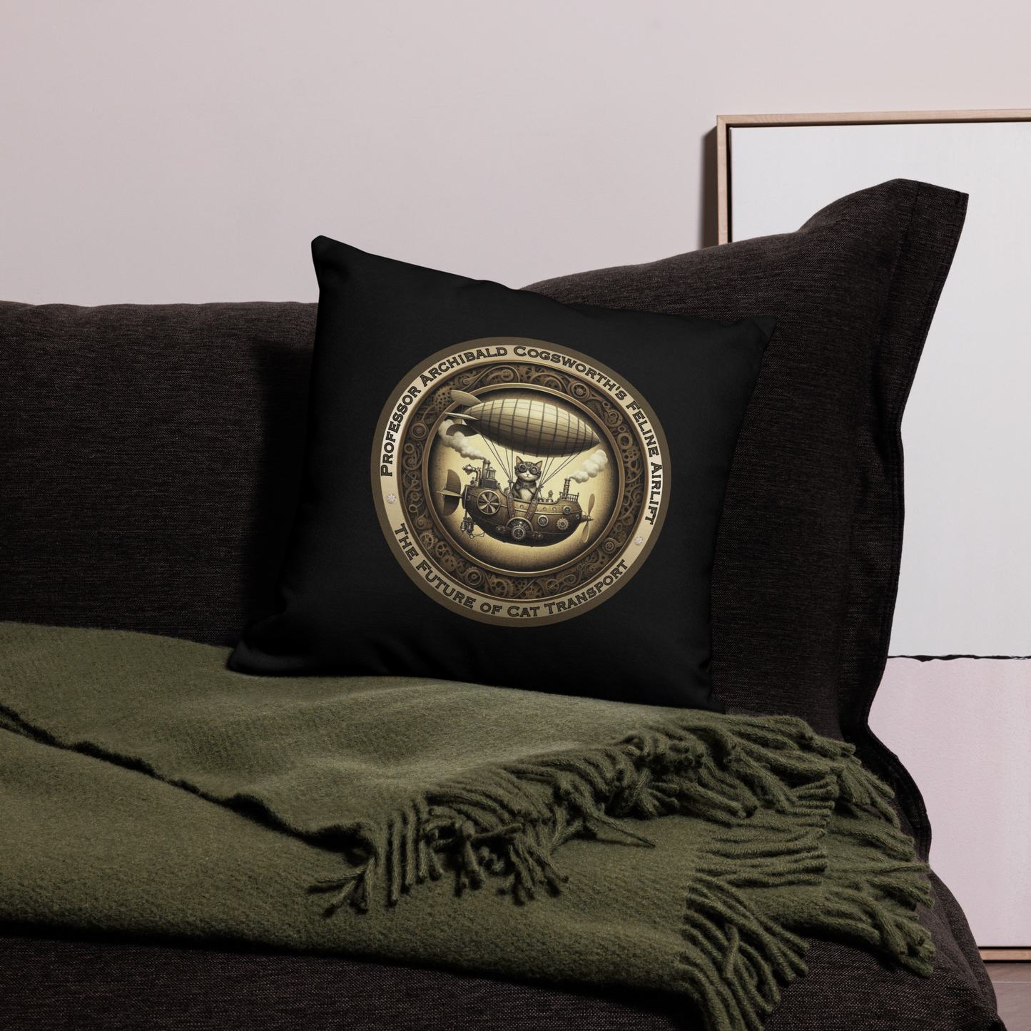 Pillow Cat Gift Cat Lovers Steampunk Cat Victorian Feline Decor Whimsical Throw Pillow Cat Lover Gift Quirky Style Rescue Cat Mom Cat Dad