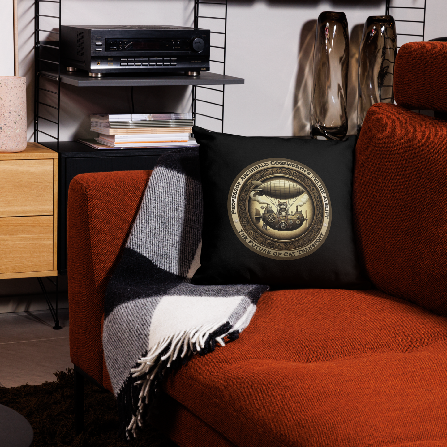 Pillow Cat Gift Cat Lovers Steampunk Cat Victorian Feline Decor Whimsical Throw Pillow Cat Lover Gift Quirky Style Rescue Cat Mom Cat Dad