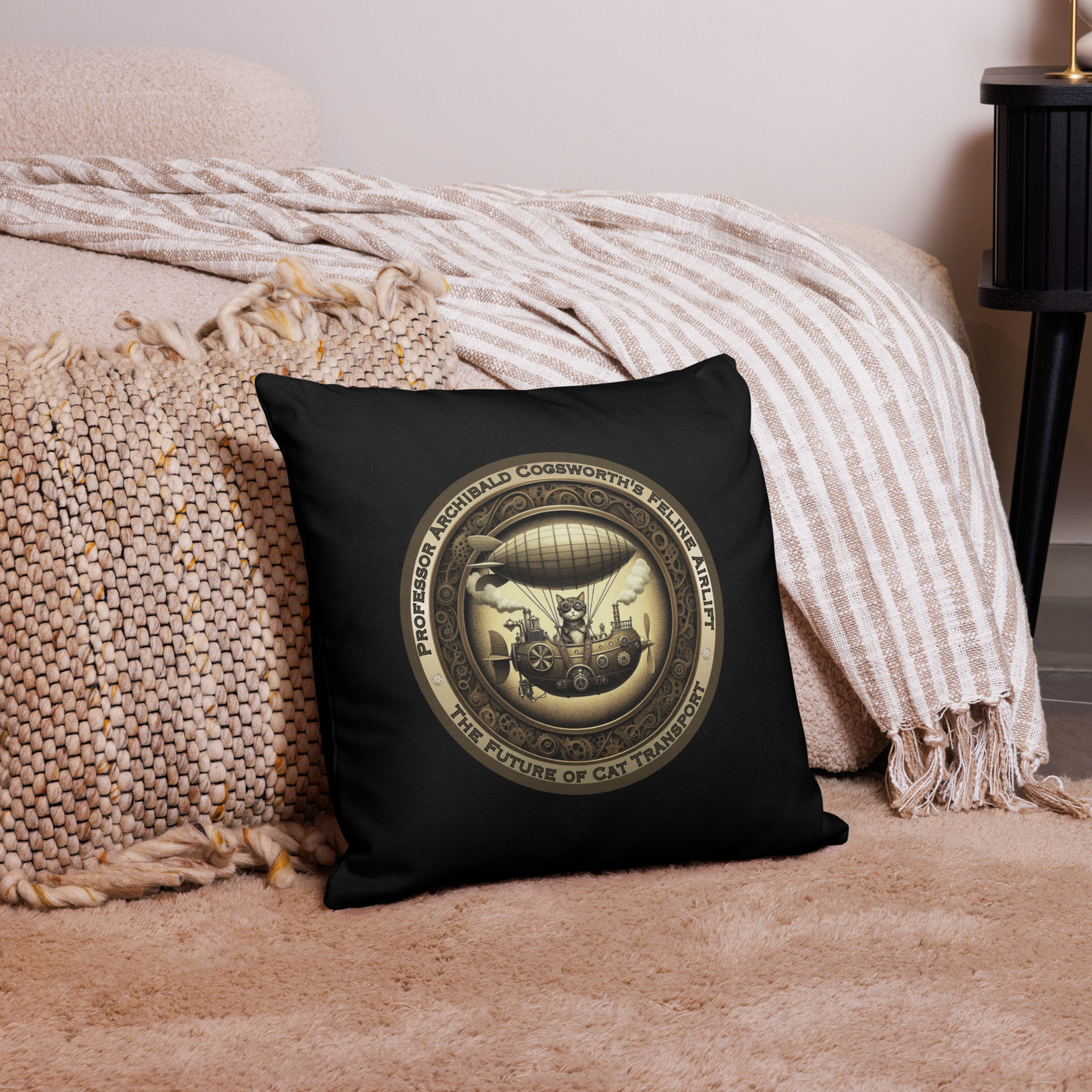 Pillow Cat Gift Cat Lovers Steampunk Cat Victorian Feline Decor Whimsical Throw Pillow Cat Lover Gift Quirky Style Rescue Cat Mom Cat Dad