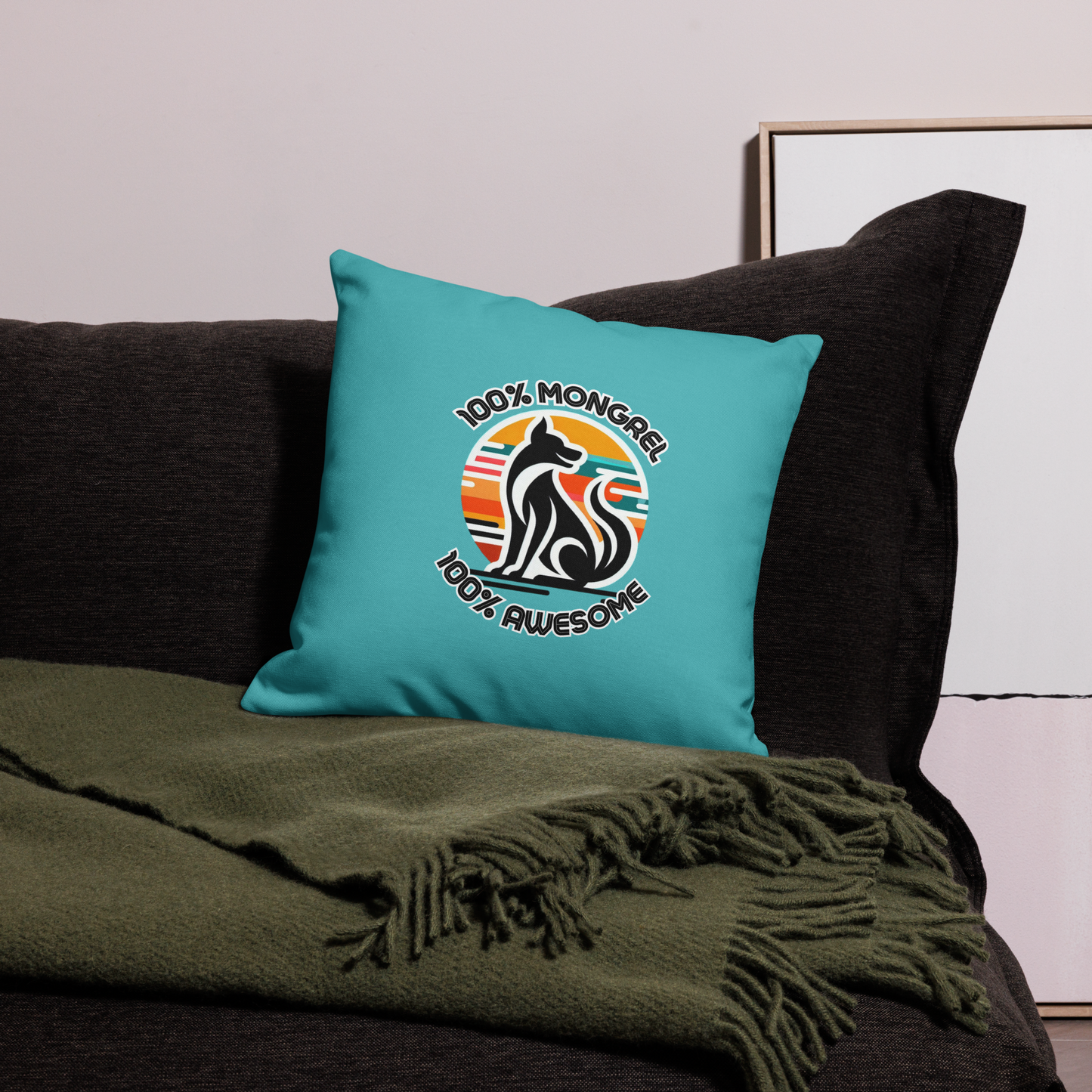 Pillow Throw Rescue Dog Awesome Design For Dog Lovers Mixed Breed Dogful Couch Pillow For Rescue Mutt Homes Retro Dog Mum Dog Dad Mongrel