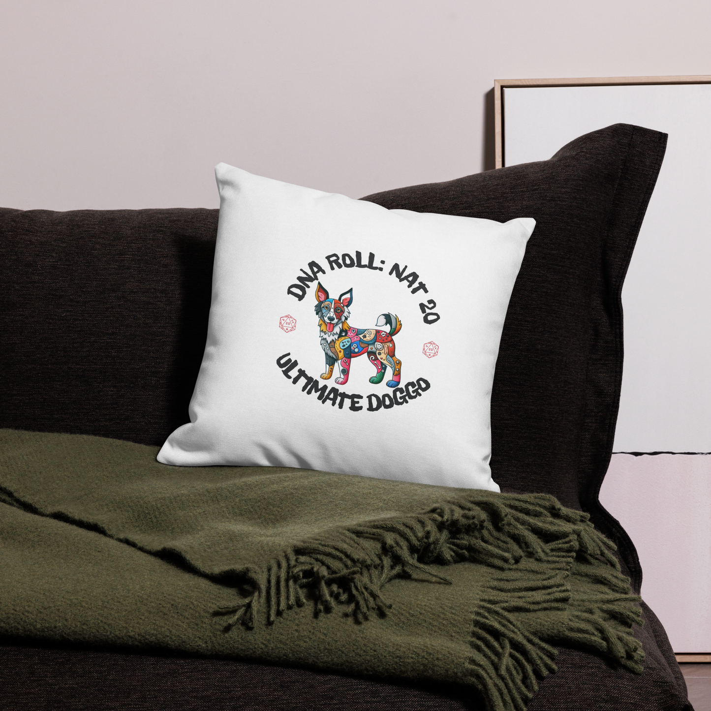 Pillow Throw Gamer Dog Retro Design Dog Lovers Mixed Breed Dogful Geeky Pillow Rescue Mutt Dog Mom Gift Mongrel Pride Gaming Canine Dog Dad