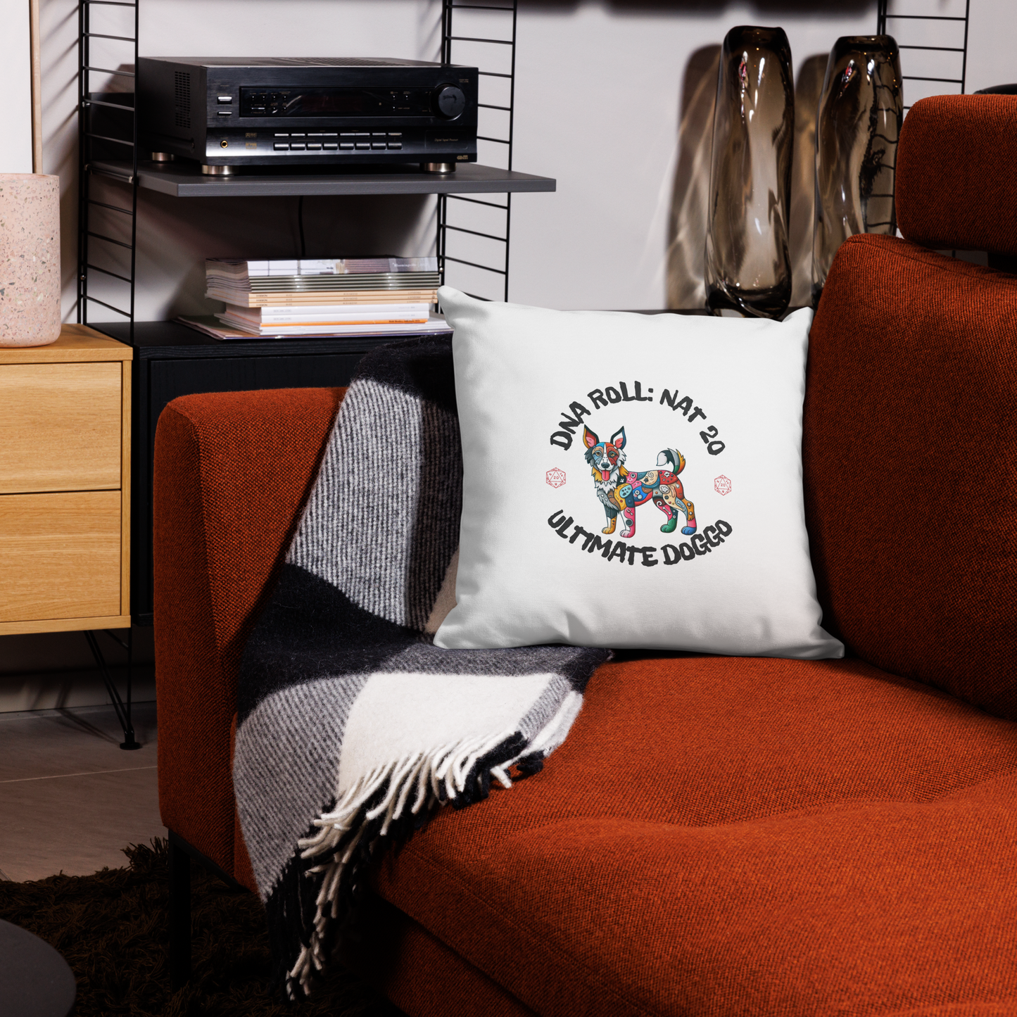 Pillow Throw Gamer Dog Retro Design Dog Lovers Mixed Breed Dogful Geeky Pillow Rescue Mutt Dog Mom Gift Mongrel Pride Gaming Canine Dog Dad