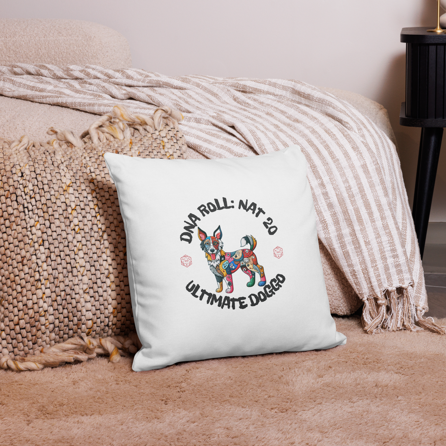 Pillow Throw Gamer Dog Retro Design Dog Lovers Mixed Breed Dogful Geeky Pillow Rescue Mutt Dog Mom Gift Mongrel Pride Gaming Canine Dog Dad