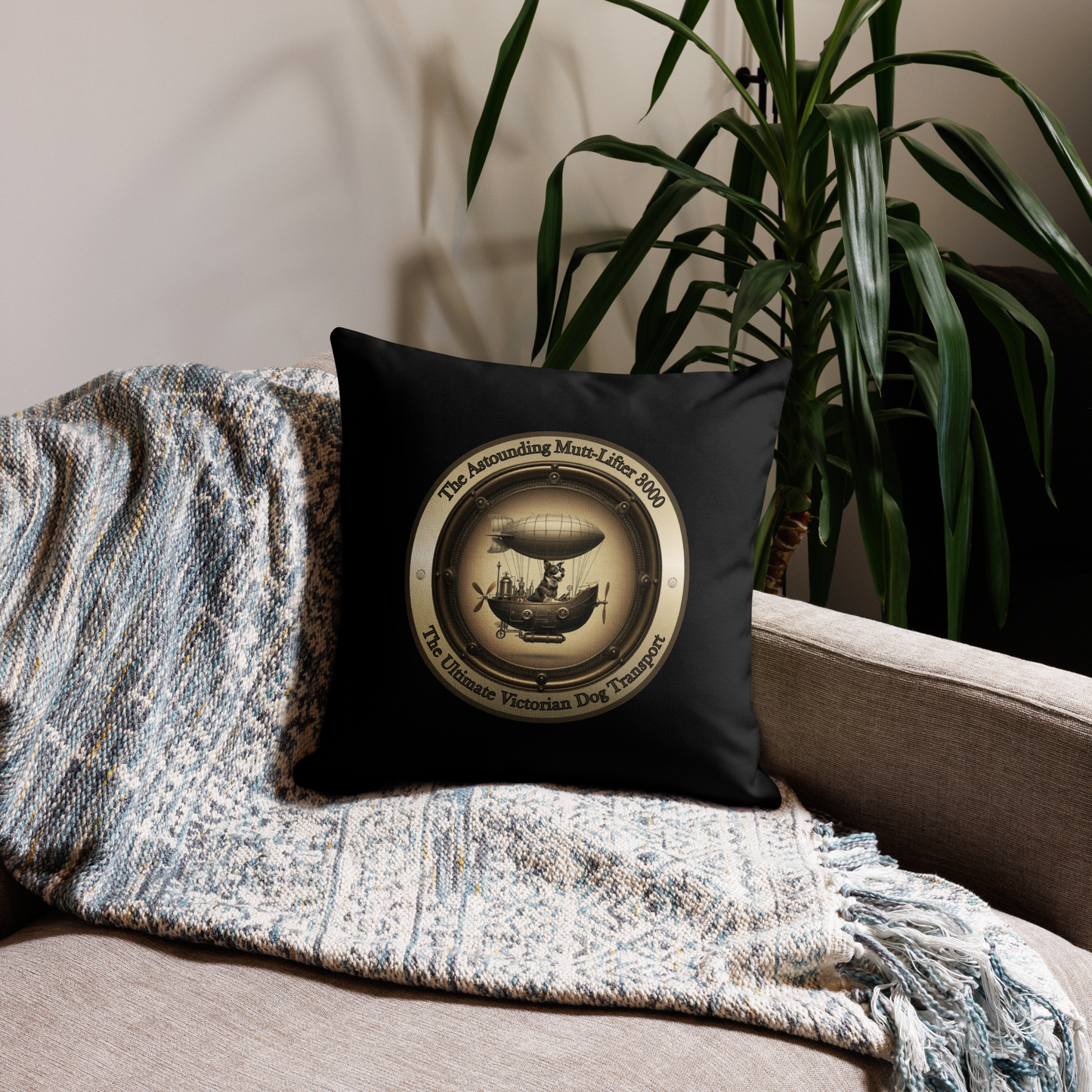 Pillow Throw Steampunk Design For Dog Lovers Mixed Breed Dogful Funny Dog Victorian For Rescue Mutt Homes Dog Mum Dad Mongrel Couch Pillow