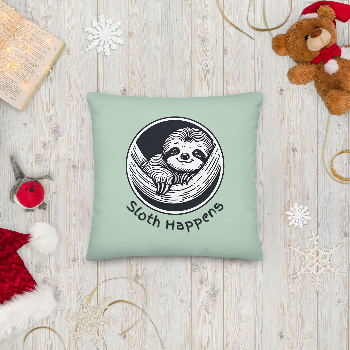 Funny Sloth Premium Pillow: Quirky Home Decor Gift for Animal Lovers