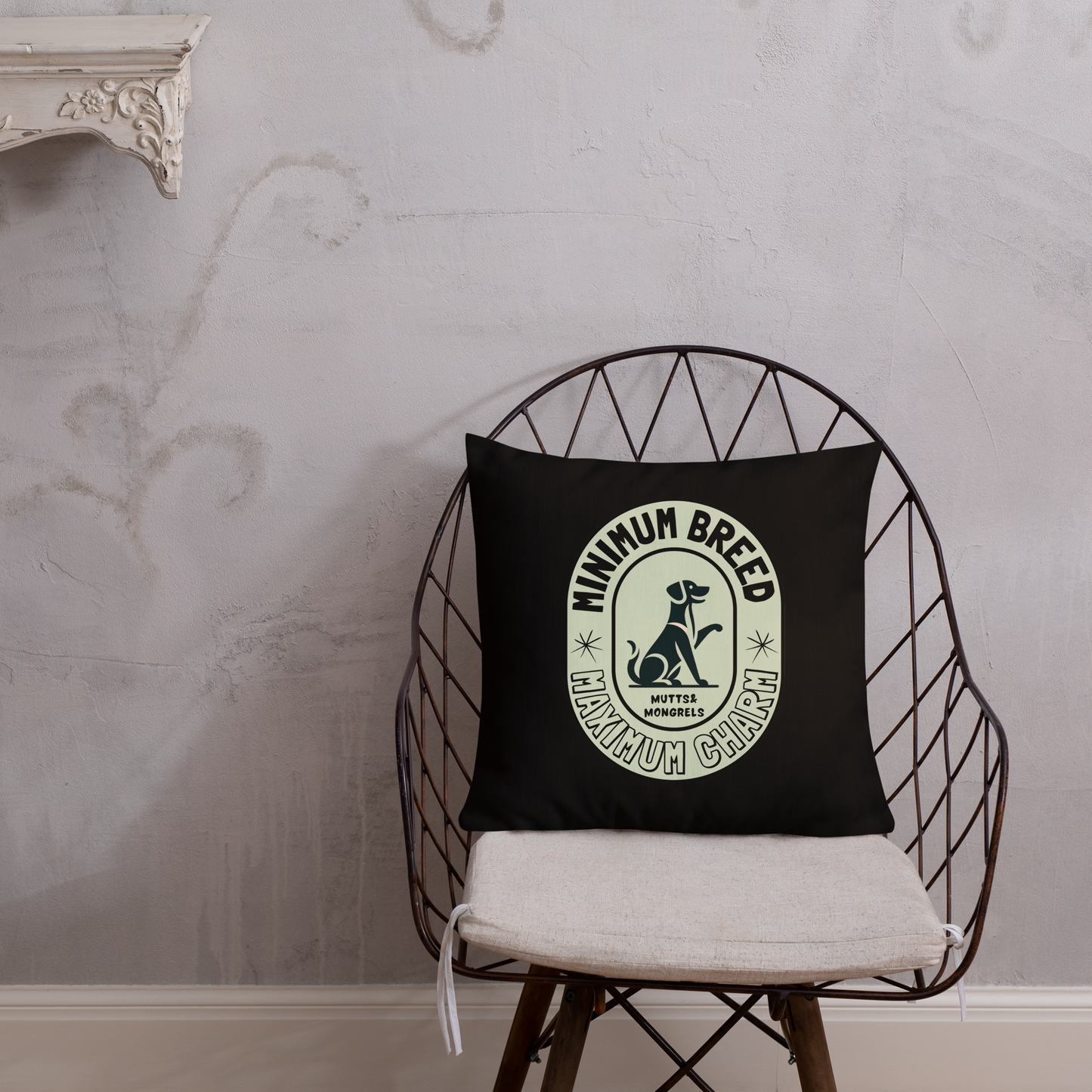 Pillow Throw Pillow Rescue Dog Charm Art Deco Design Dog Lovers Mixed Breed Dogful For Pet Lovers Rescue Mutt Gift Dog Mum Dog Dad Mongrel